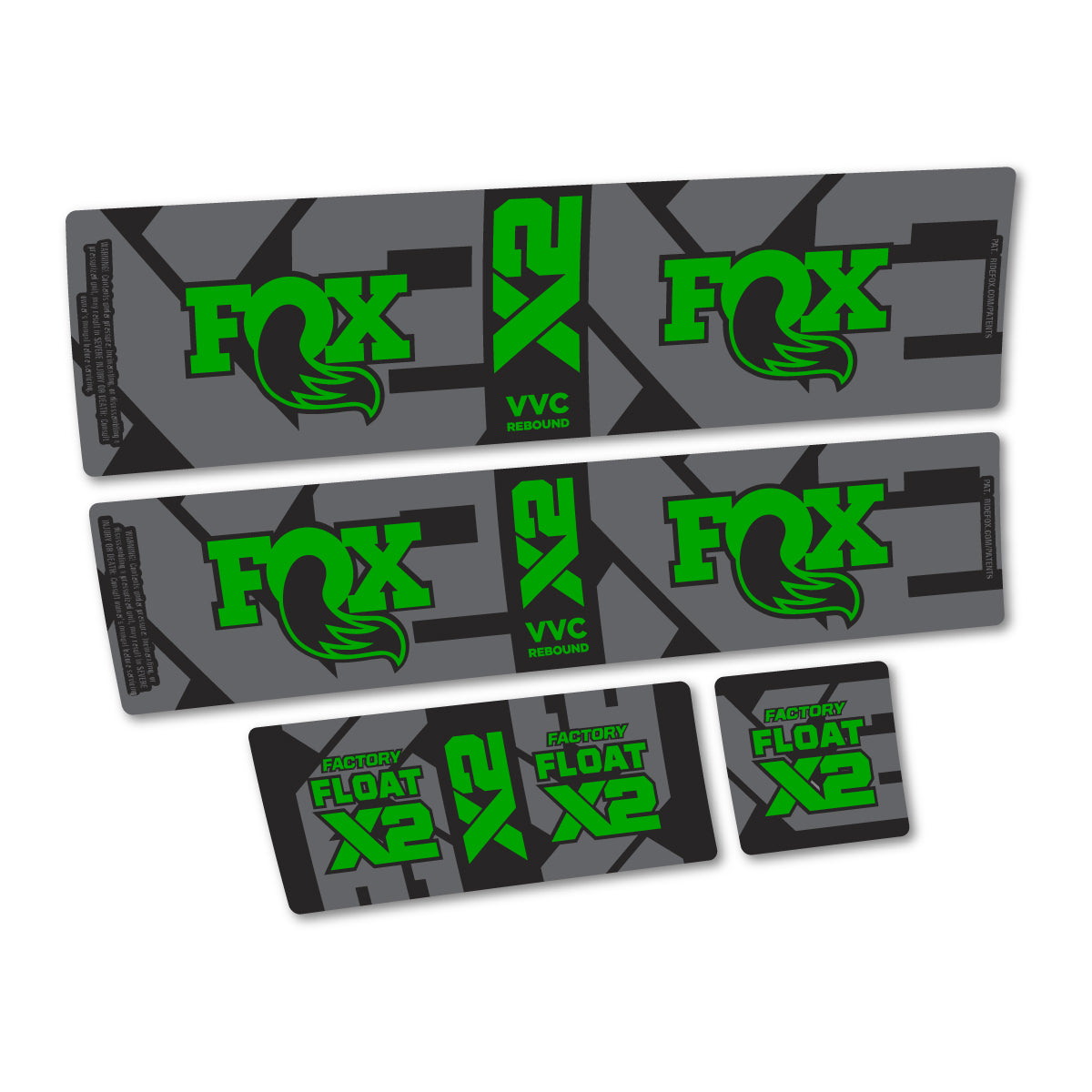 Compatible Stickers for Fox Factory Float X2 2026, Shock Absorber vinyl decals - Green