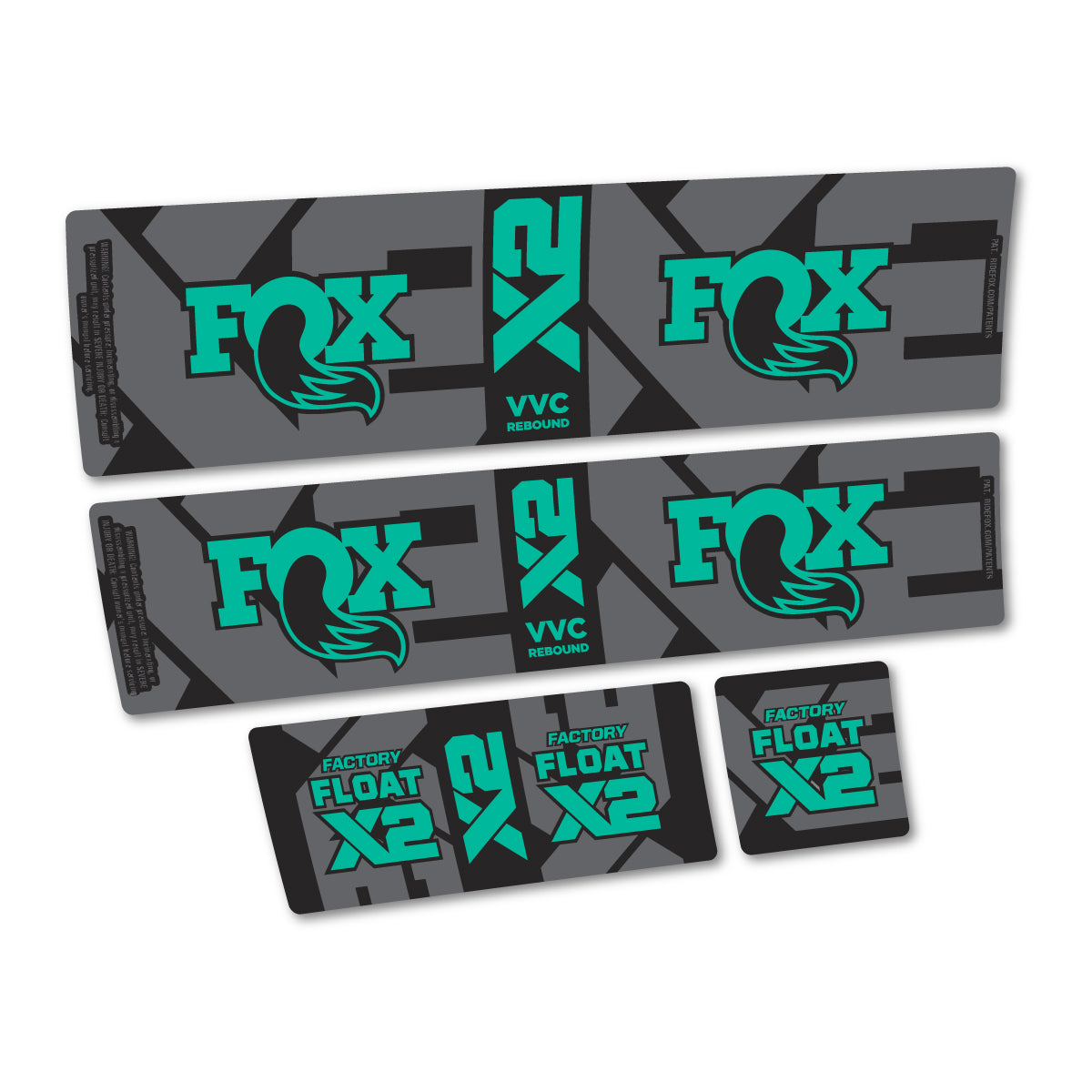 Compatible Stickers for Fox Factory Float X2 2026, Shock Absorber vinyl decals - Green Turquoise