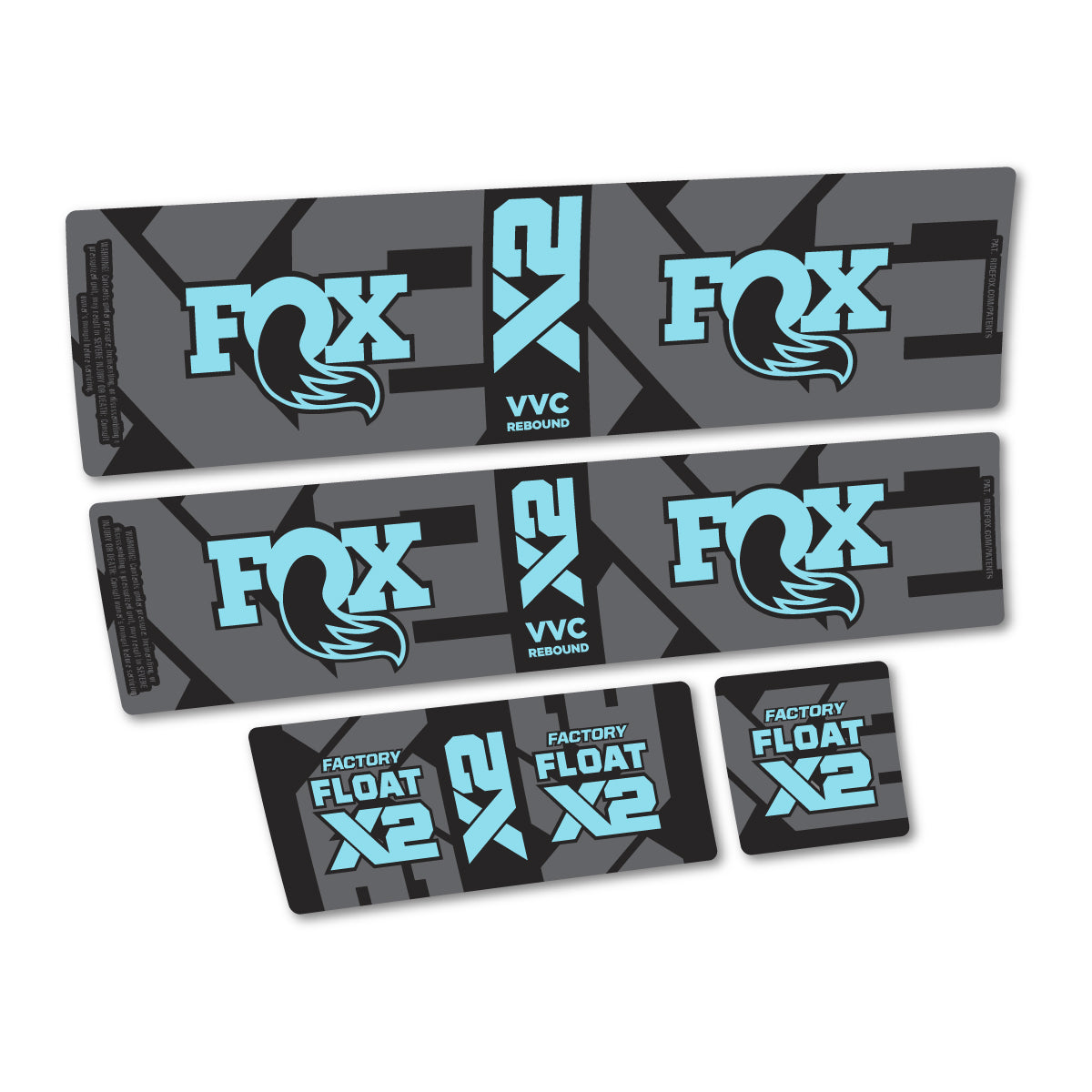 Compatible Stickers for Fox Factory Float X2 2026, Shock Absorber vinyl decals - Sky Blue
