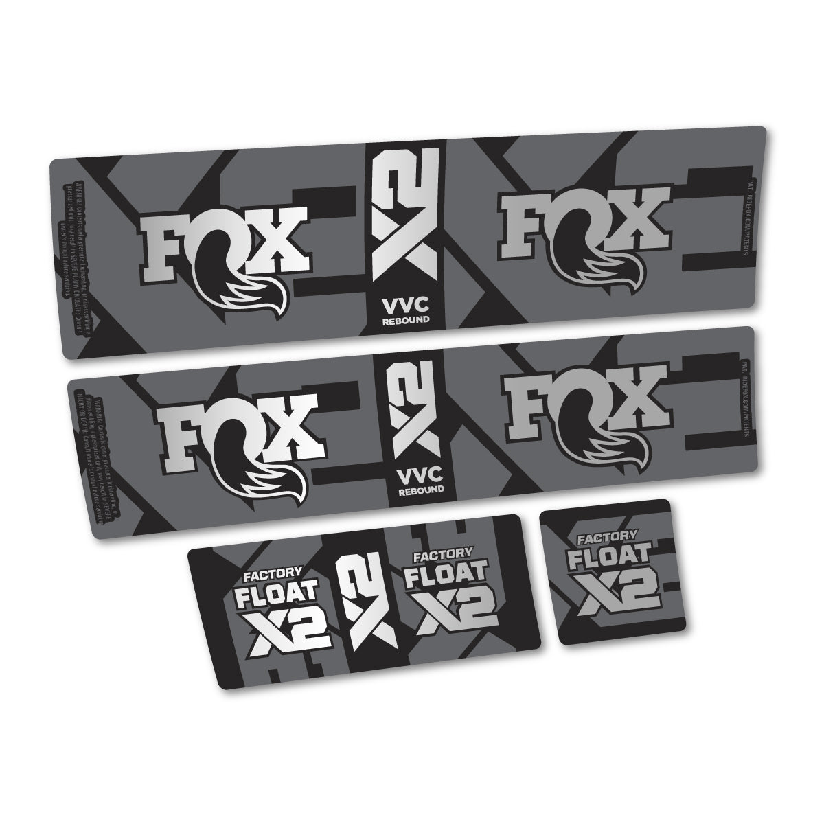 Compatible Stickers for Fox Factory Float X2 2026, Shock Absorber vinyl decals - Light Silver