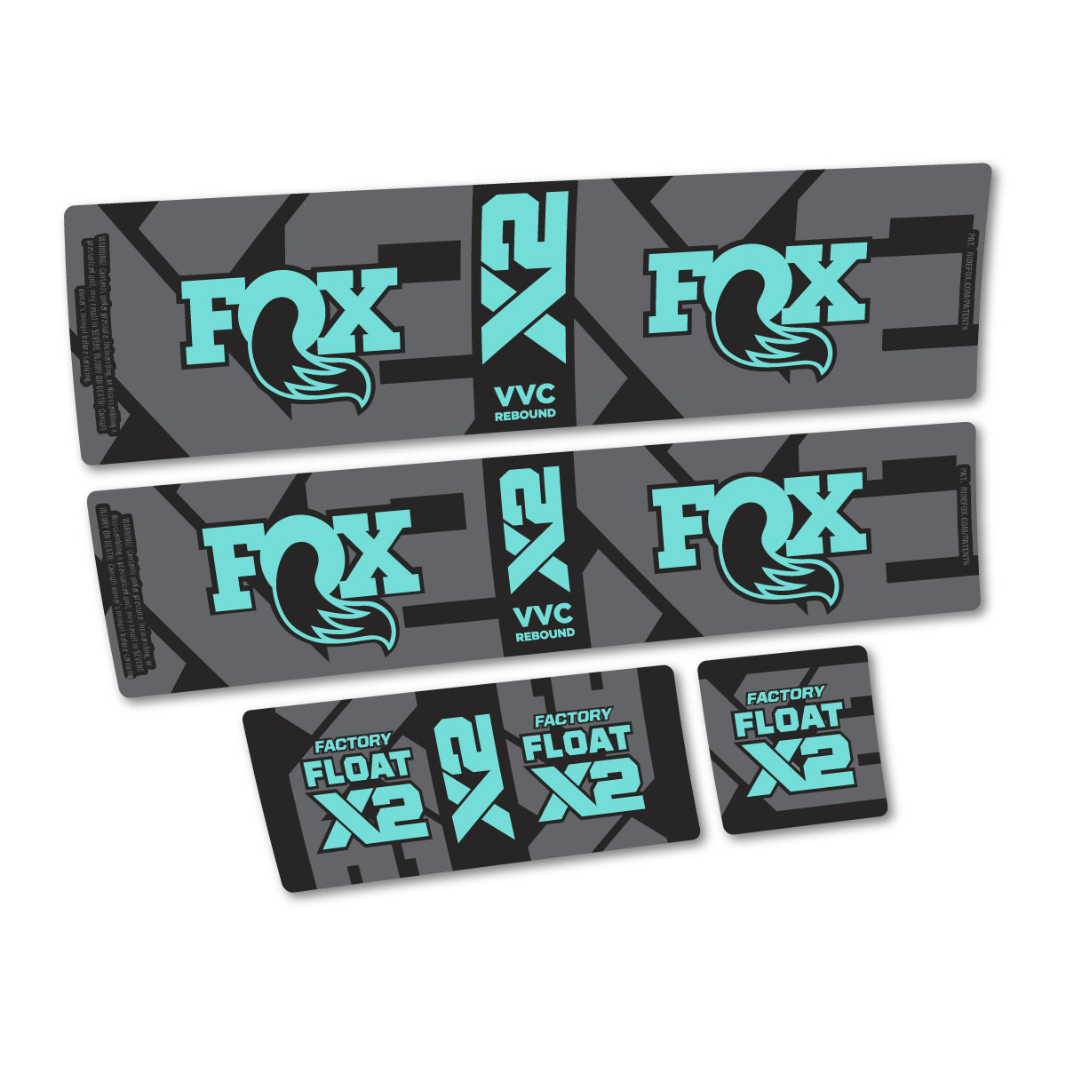 Compatible Stickers for Fox Factory Float X2 2026, Shock Absorber vinyl decals - Blue Green