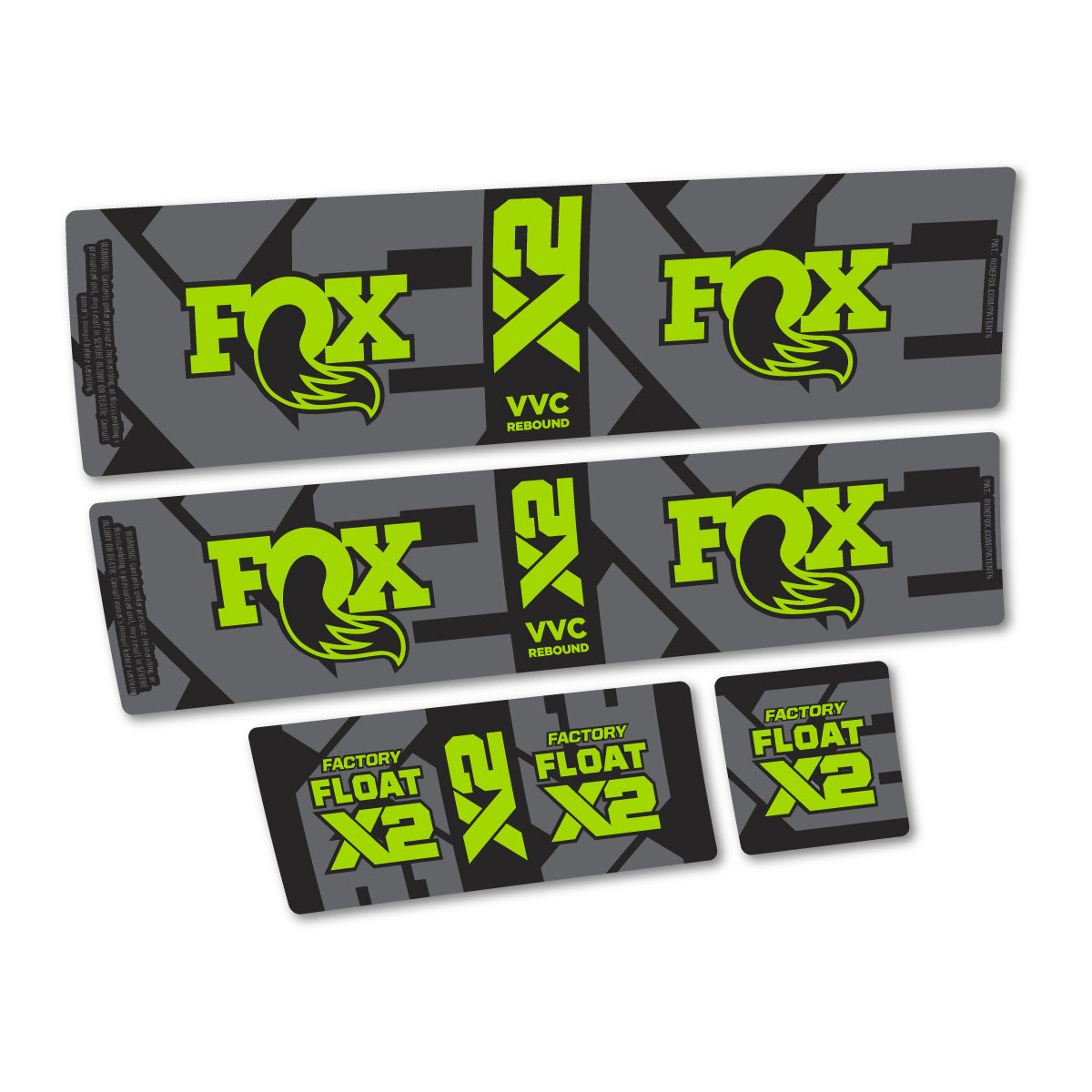Compatible Stickers for Fox Factory Float X2 2026, Shock Absorber vinyl decals - Lime Green
