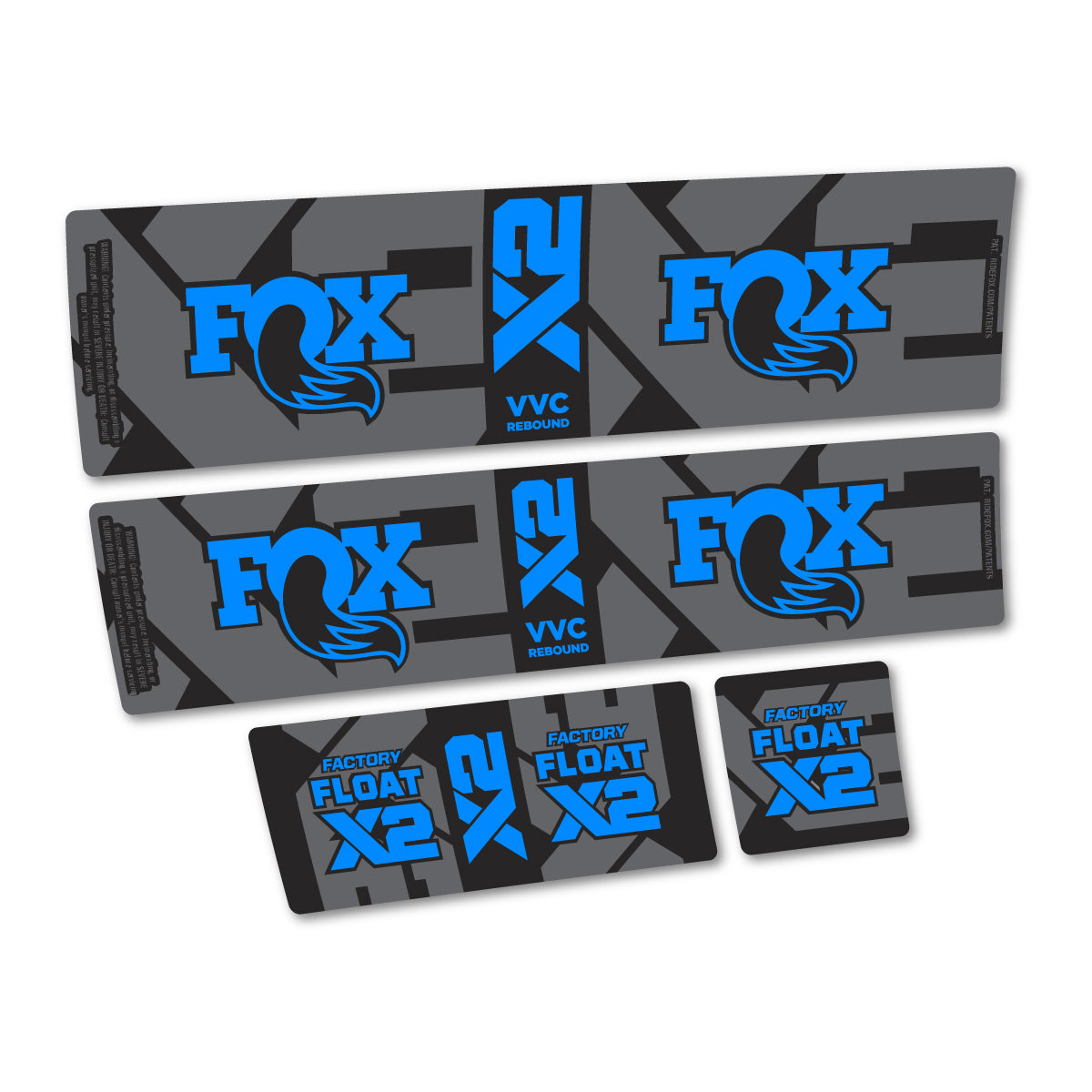 Compatible Stickers for Fox Factory Float X2 2026, Shock Absorber vinyl decals - Luminous Cyan