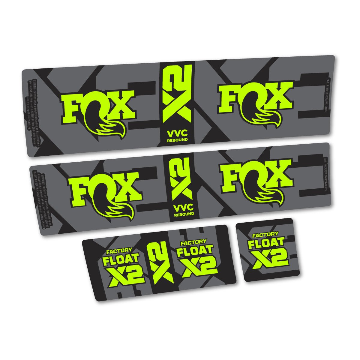 Compatible Stickers for Fox Factory Float X2 2026, Shock Absorber vinyl decals - Lime Neon