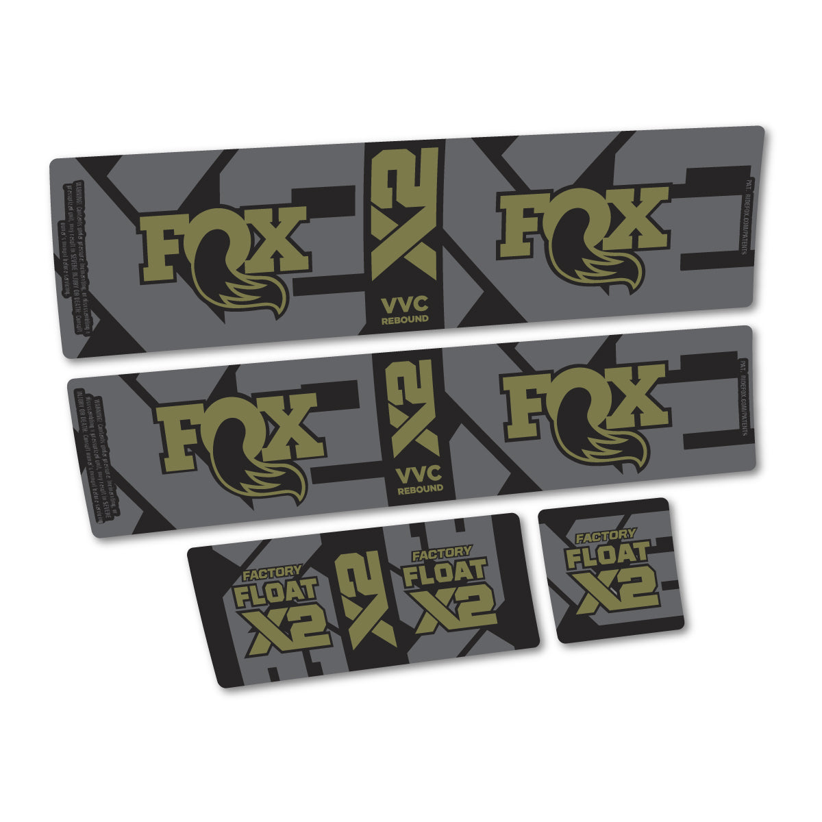 Compatible Stickers for Fox Factory Float X2 2026, Shock Absorber vinyl decals - Khaki
