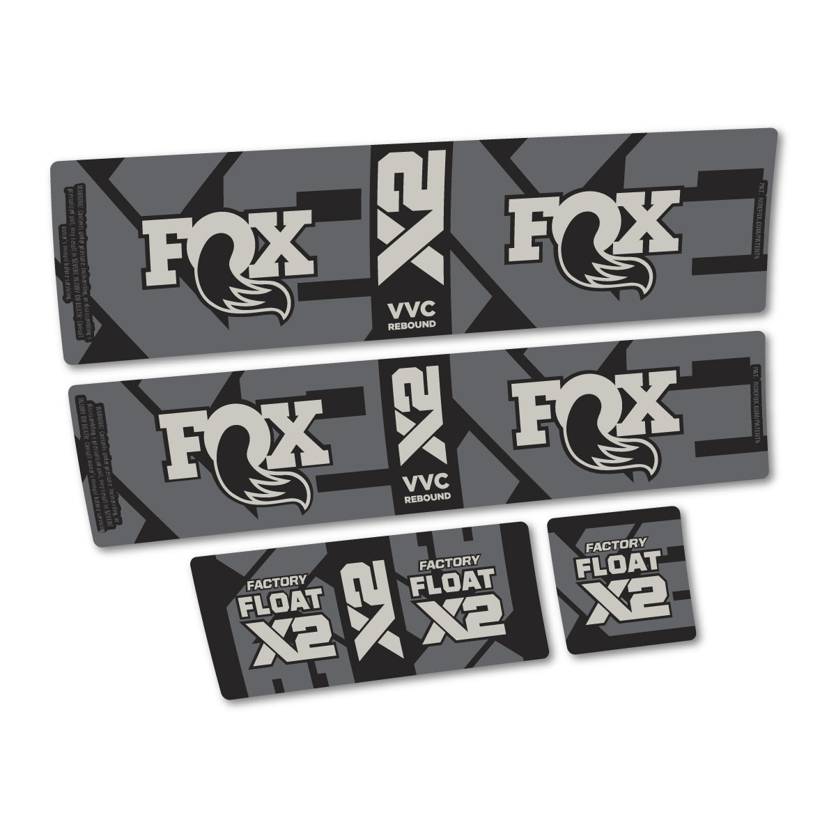 Compatible Stickers for Fox Factory Float X2 2026, Shock Absorber vinyl decals - Light Grey