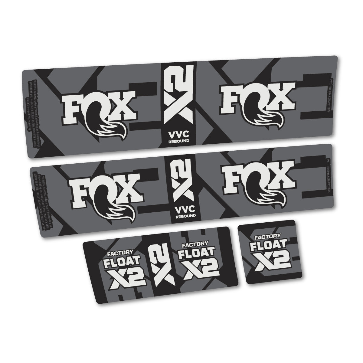 Compatible Stickers for Fox Factory Float X2 2026, Shock Absorber vinyl decals - Pearl Grey