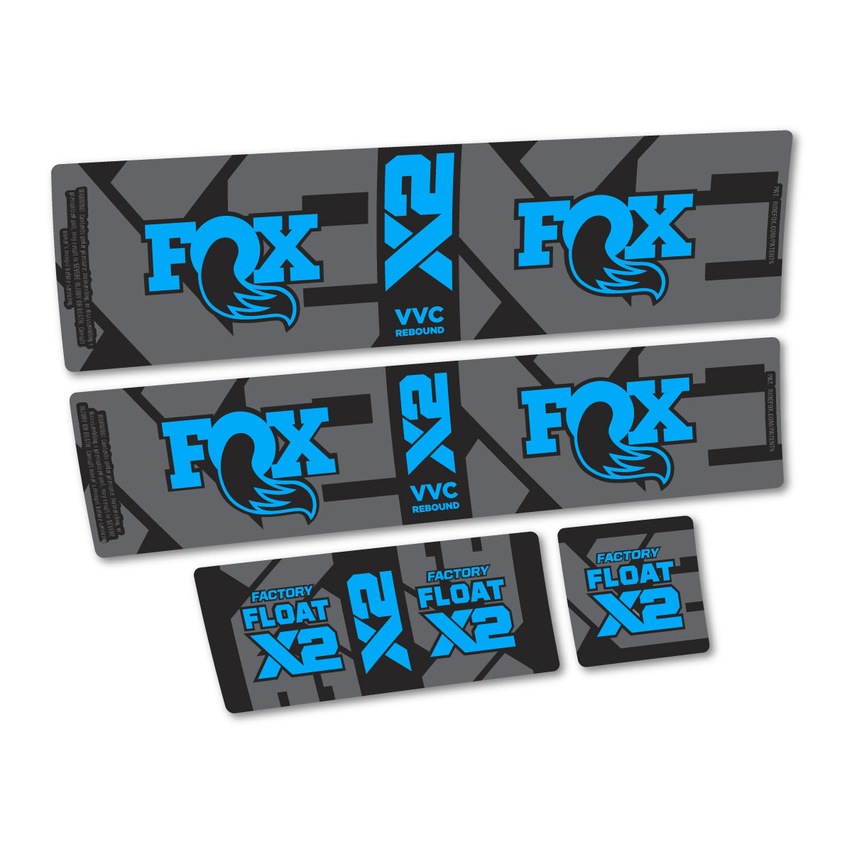 Compatible Stickers for Fox Factory Float X2 2026, Shock Absorber vinyl decals - Light Blue
