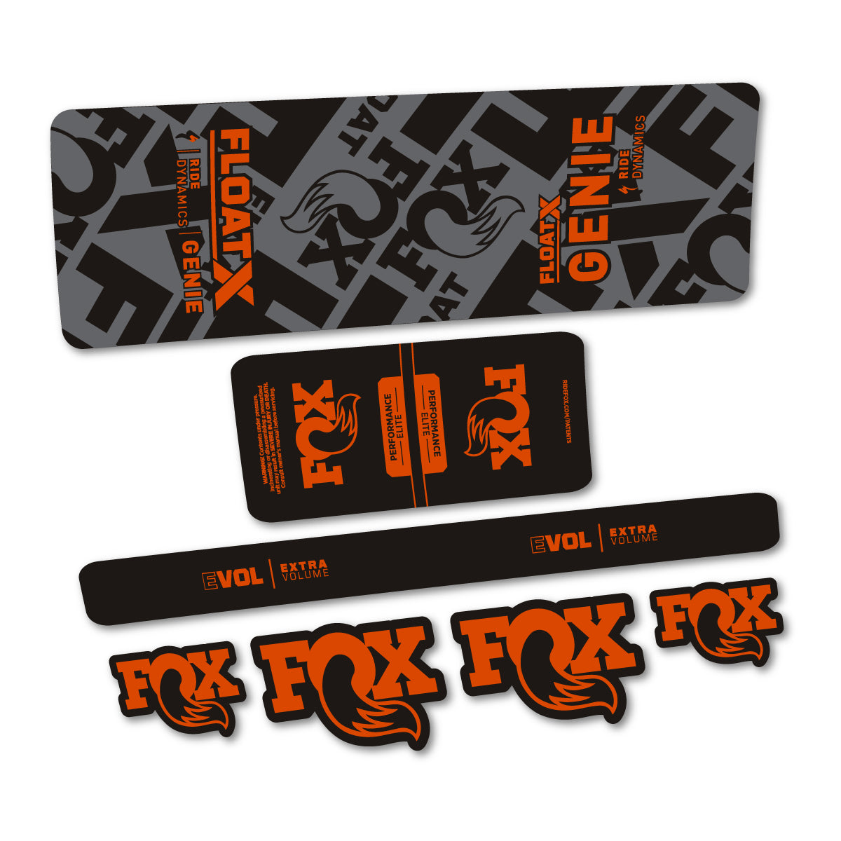 Compatible Stickers for Fox Float X Genie Elite 2025, Shock Absorber vinyl decals - Clay