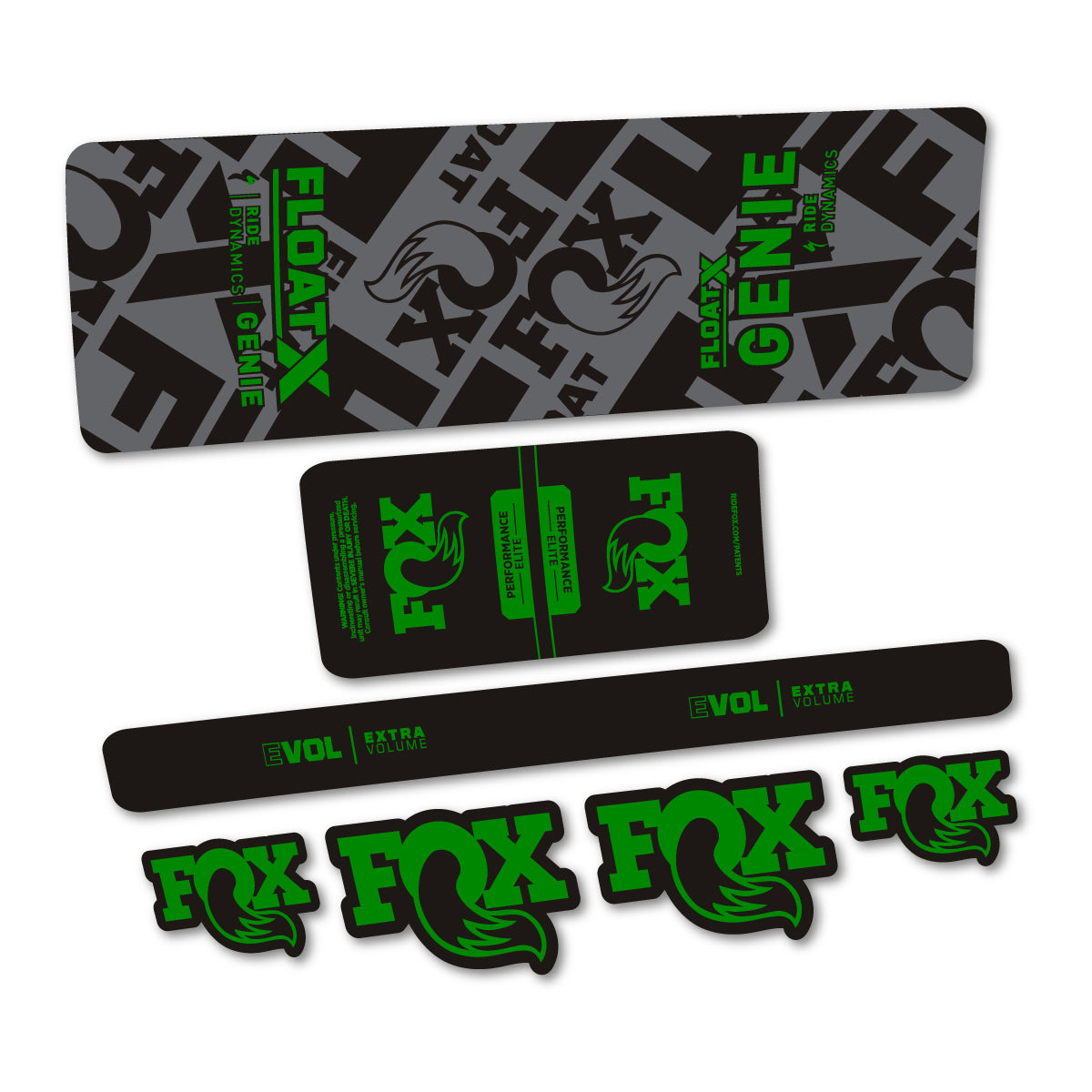 Compatible Stickers for Fox Float X Genie Elite 2025, Shock Absorber vinyl decals - Medium Green