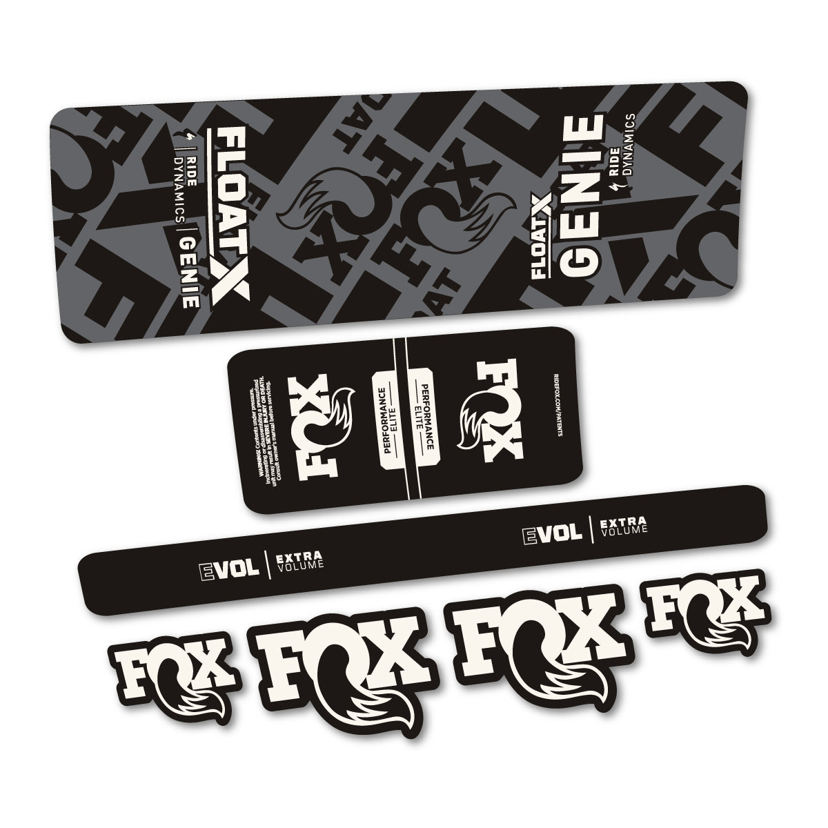 Compatible Stickers for Fox Float X Genie Elite 2025, Shock Absorber vinyl decals - Bone White
