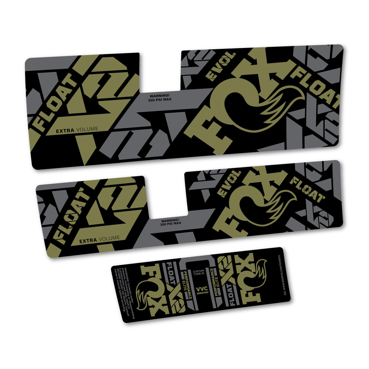 Compatible Stickers for Fox Float X2 Performance Elite 2021, Shock Absorber vinyl decals - Khaki
