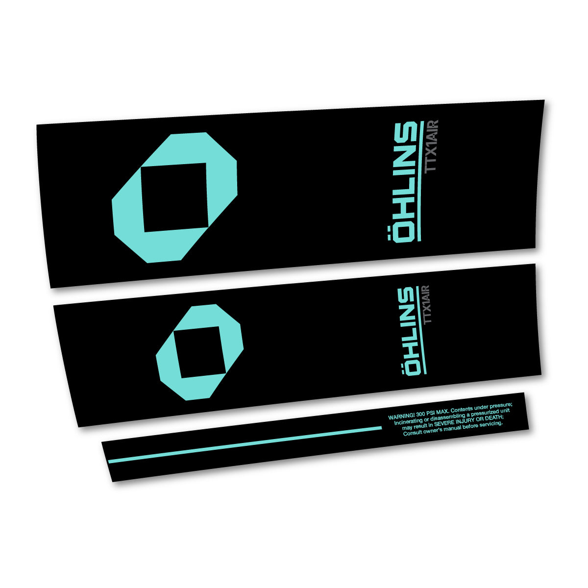 Compatible Stickers for Ohlins TTX1 AIR M.2 2027, Shock Absorber vinyl decals - Blue Green