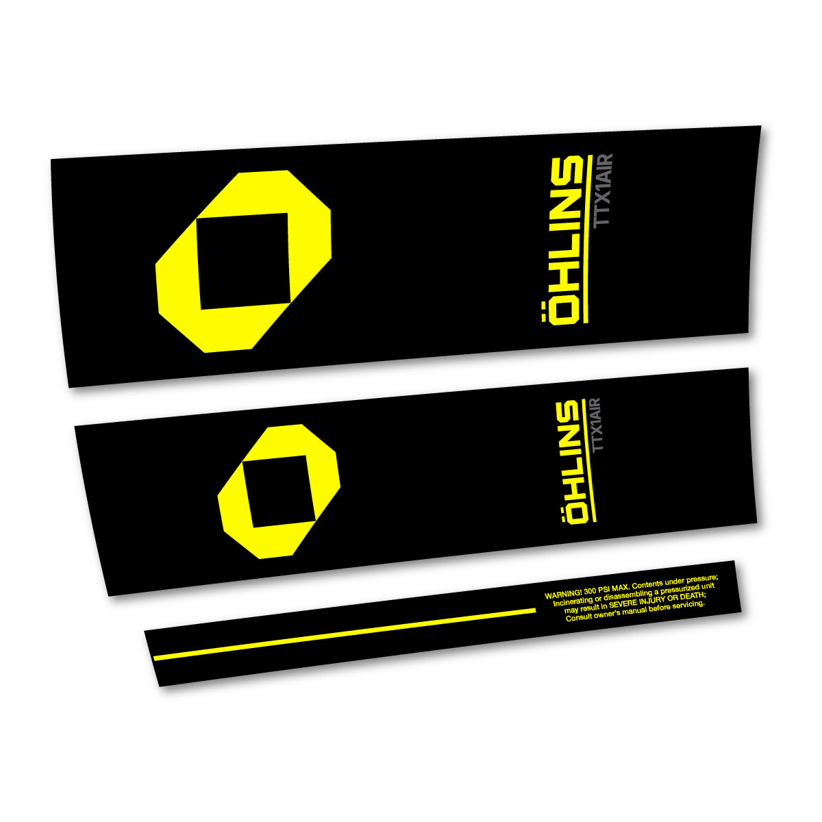 Stickers for Öhlins TTX1 AIR M.2 2027, Rear Shock vinyl decals - Lemon Yellow