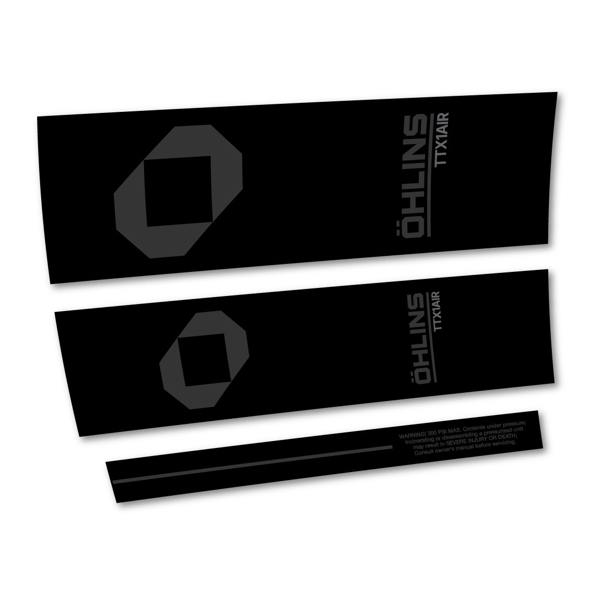 Stickers for Öhlins TTX1 AIR M.2 2027, Rear Shock vinyl decals - Very Dark Grey