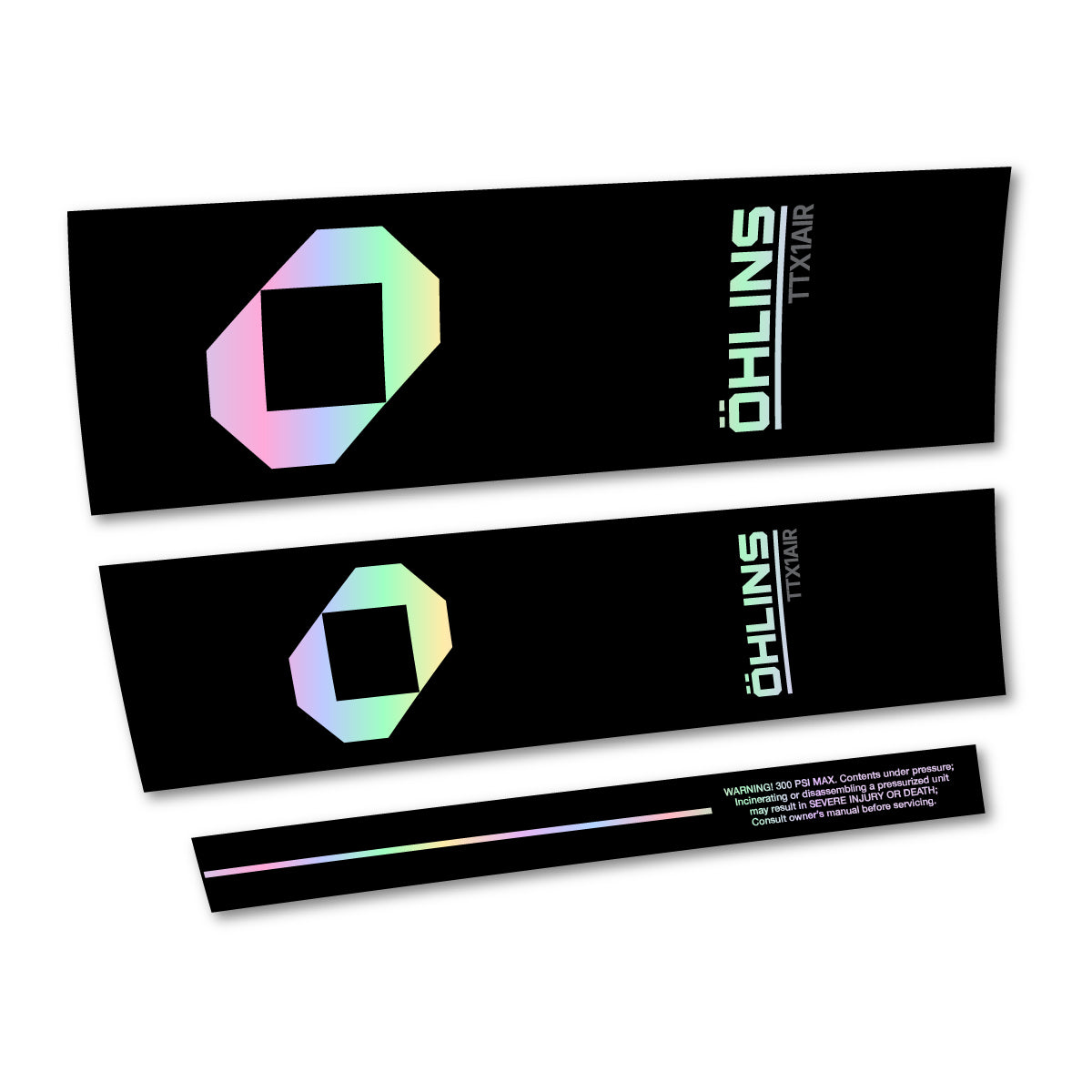 Stickers for Öhlins TTX1 AIR M.2 2027, Rear Shock vinyl decals - Hollographic