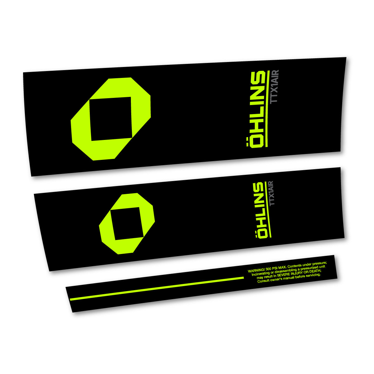 Stickers for Öhlins TTX1 AIR M.2 2027, Rear Shock vinyl decals - Lime Neon