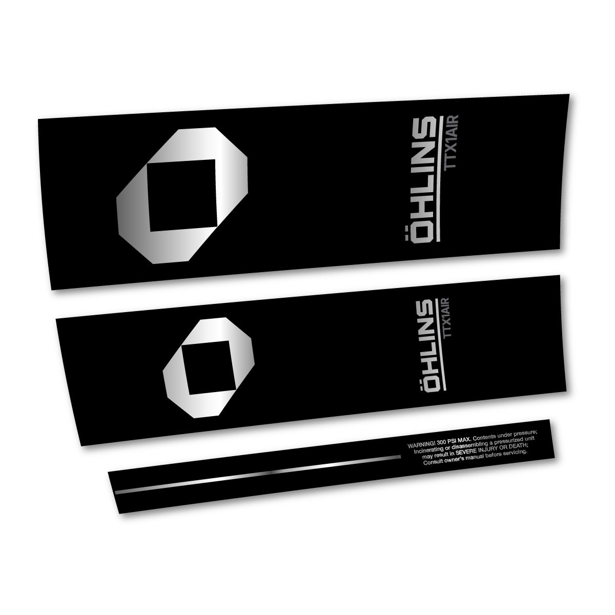 Stickers for Öhlins TTX1 AIR M.2 2027, Rear Shock vinyl decals - Chrome Silver