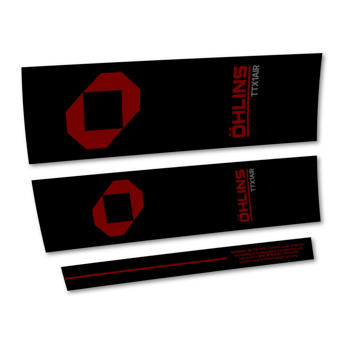 Stickers for Öhlins TTX1 AIR M.2 2027, Rear Shock vinyl decals - Very Dark Red
