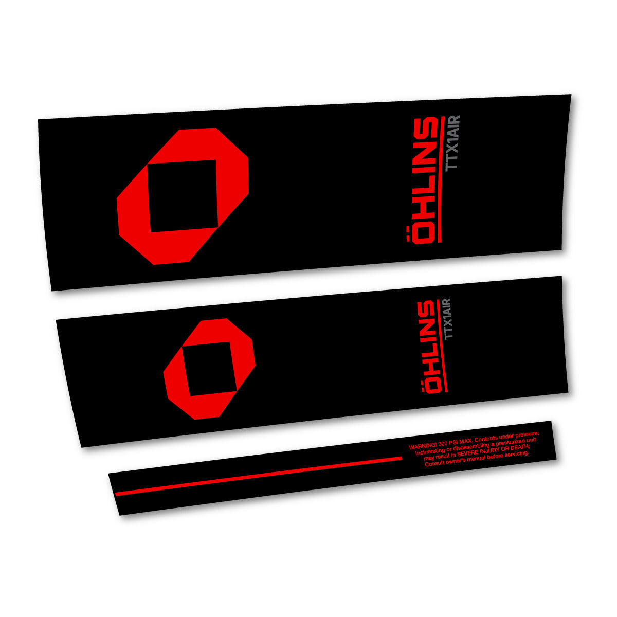 Stickers for Öhlins TTX1 AIR M.2 2027, Rear Shock vinyl decals - Red
