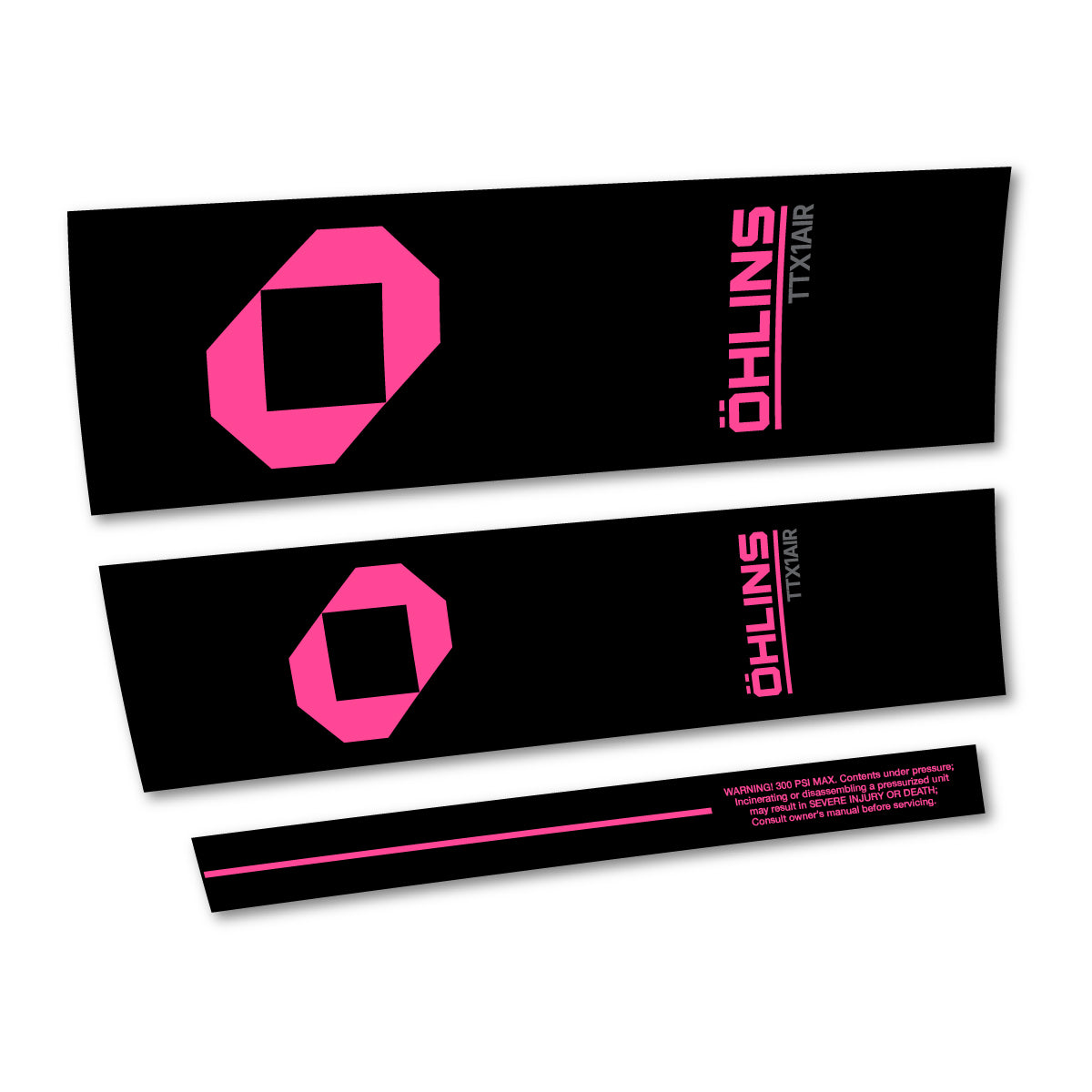 Stickers for Öhlins TTX1 AIR M.2 2027, Rear Shock vinyl decals - Bubblegum Pink