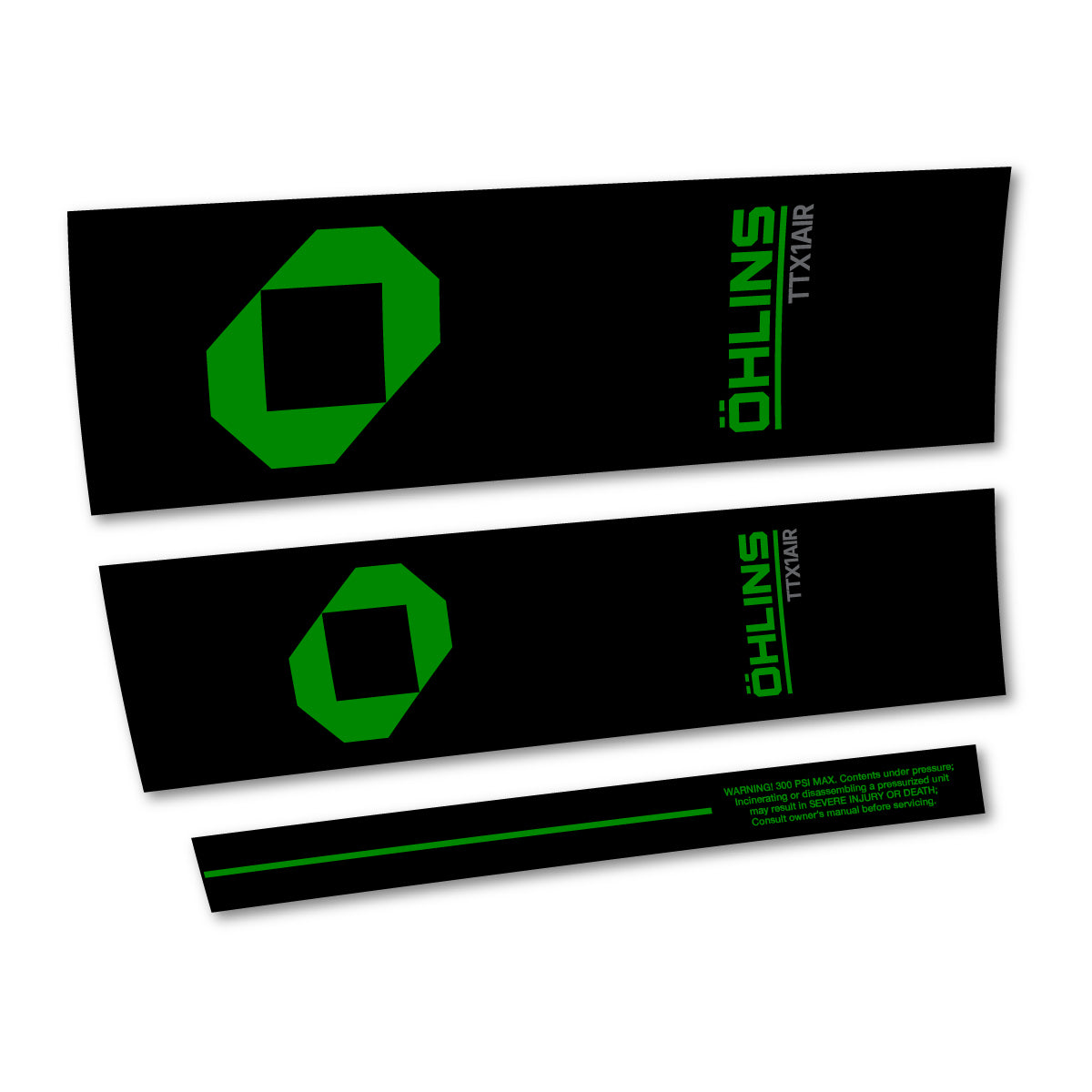 Stickers for Öhlins TTX1 AIR M.2 2027, Rear Shock vinyl decals - Medium Green