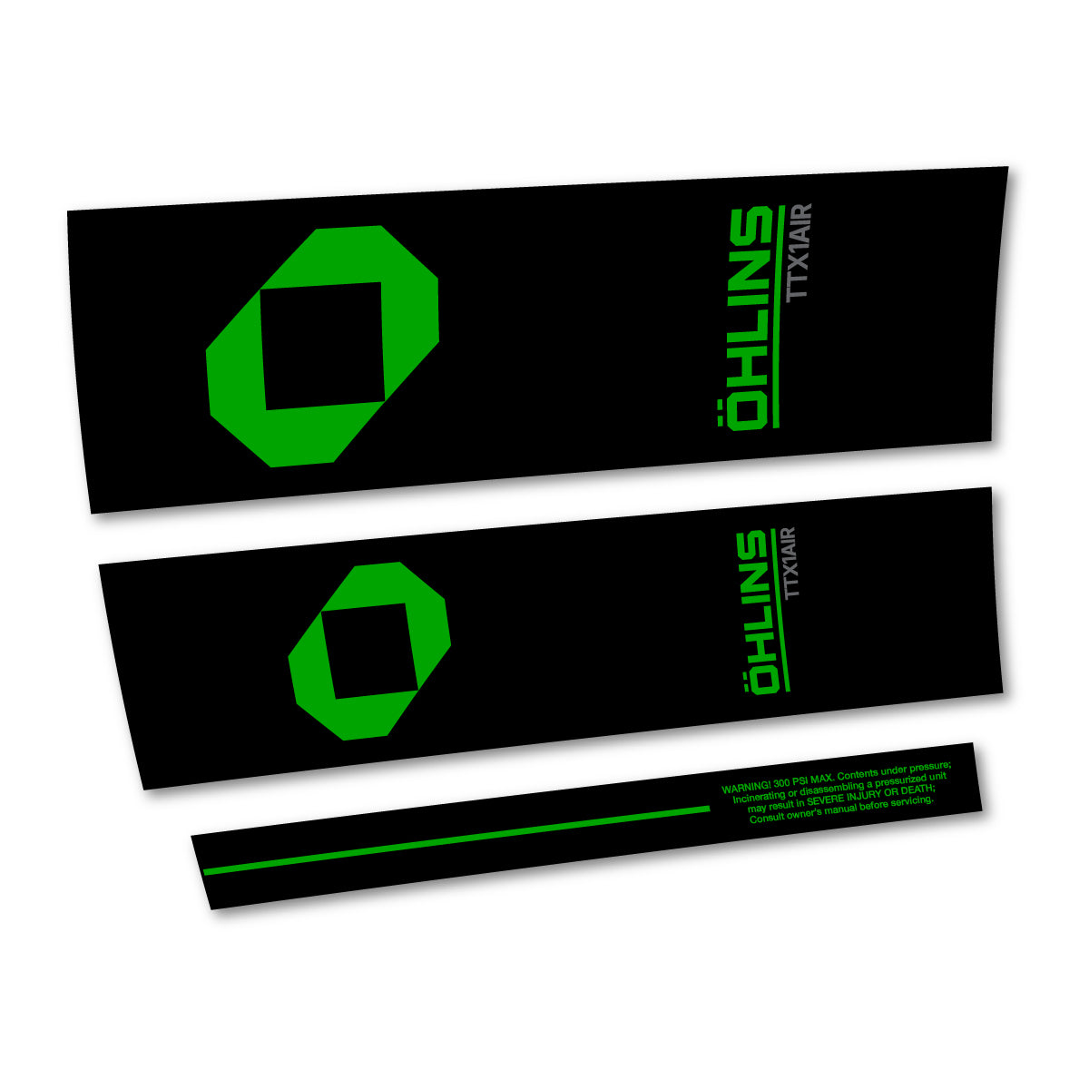 Stickers for Öhlins TTX1 AIR M.2 2027, Rear Shock vinyl decals - Green
