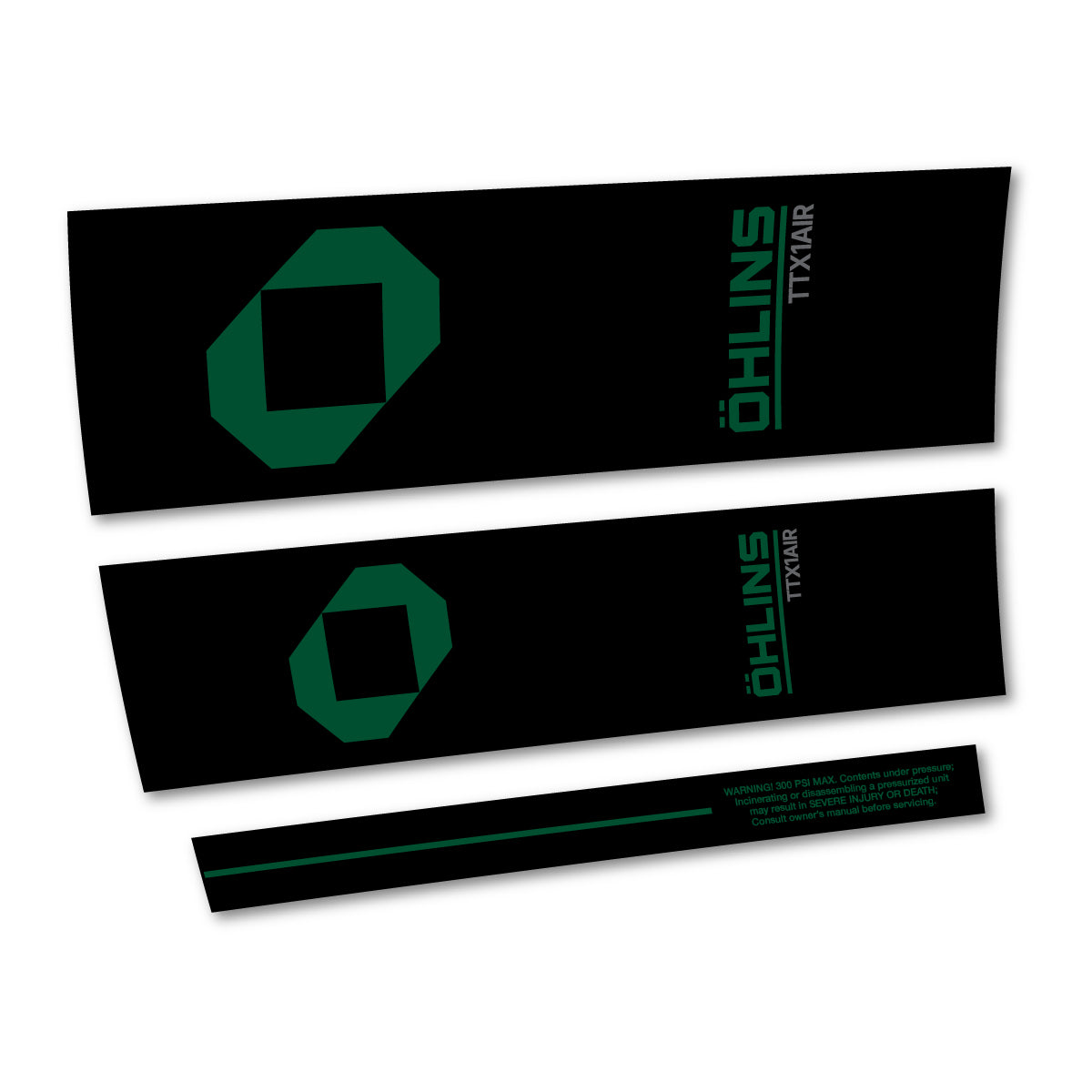 Stickers for Öhlins TTX1 AIR M.2 2027, Rear Shock vinyl decals - Dark Green