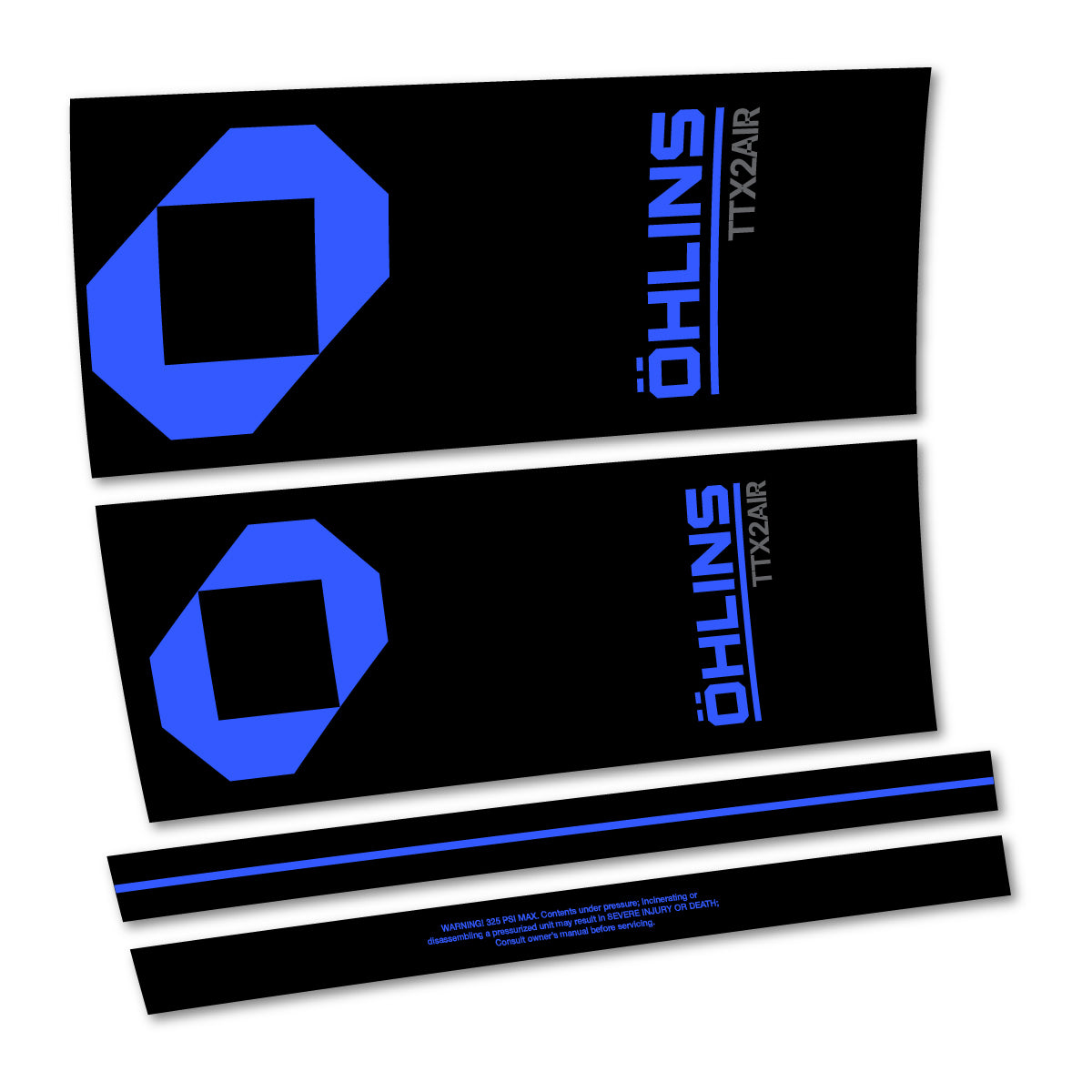 Compatible Stickers for Ohlins TTX2 AIR M.2 2027, Shock Absorber vinyl decals - Medium Blue