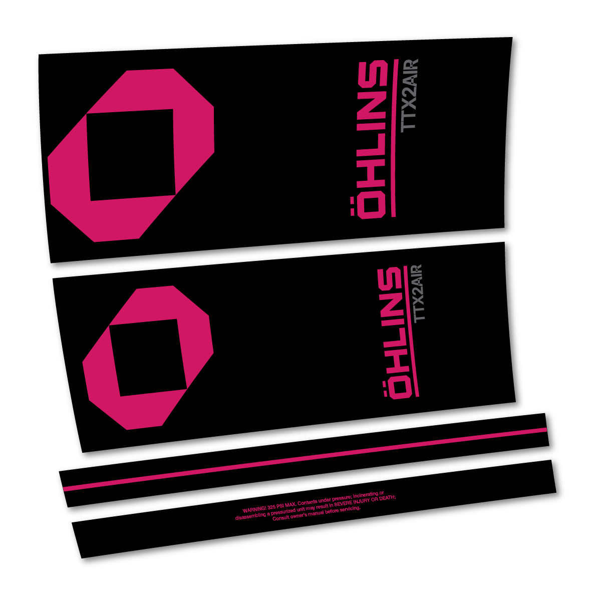 Compatible Stickers for Ohlins TTX2 AIR M.2 2027, Shock Absorber vinyl decals - Dark Pink