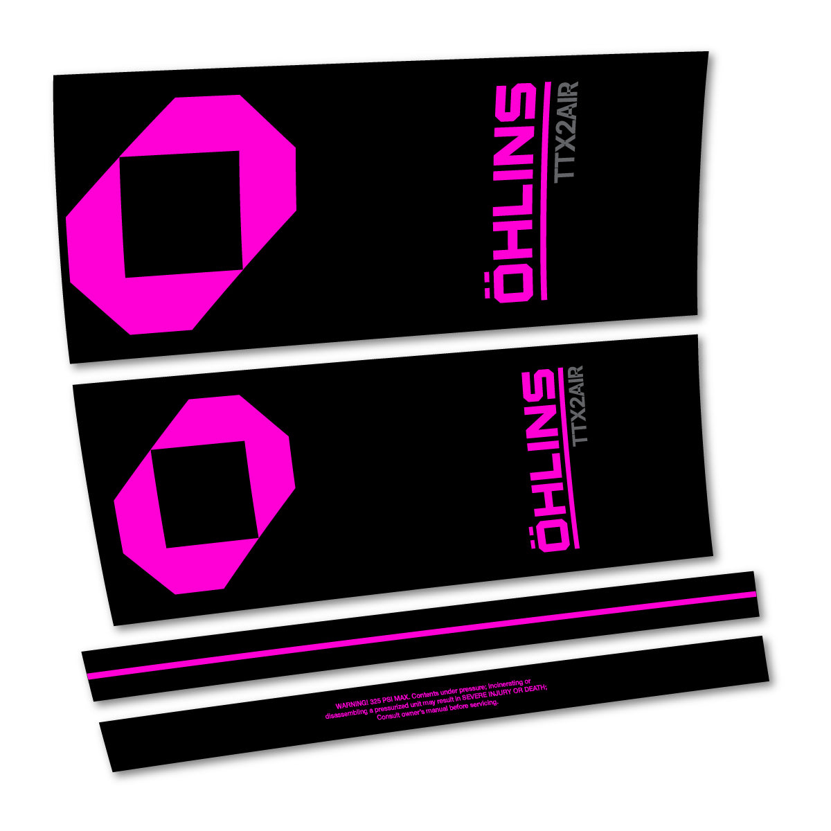 Compatible Stickers for Ohlins TTX2 AIR M.2 2027, Shock Absorber vinyl decals - Fuchsia Neon
