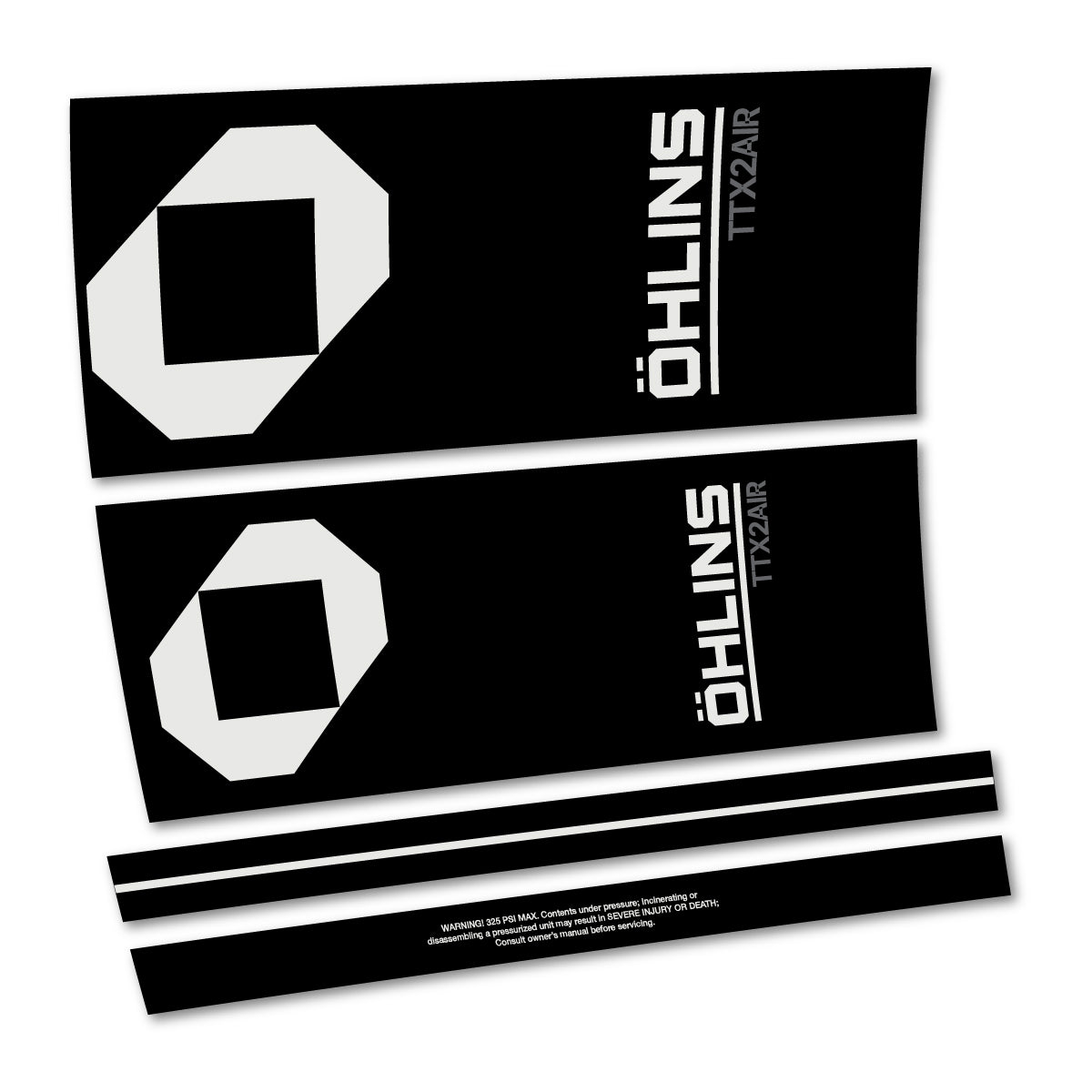 Compatible Stickers for Ohlins TTX2 AIR M.2 2027, Shock Absorber vinyl decals - Pearl Grey