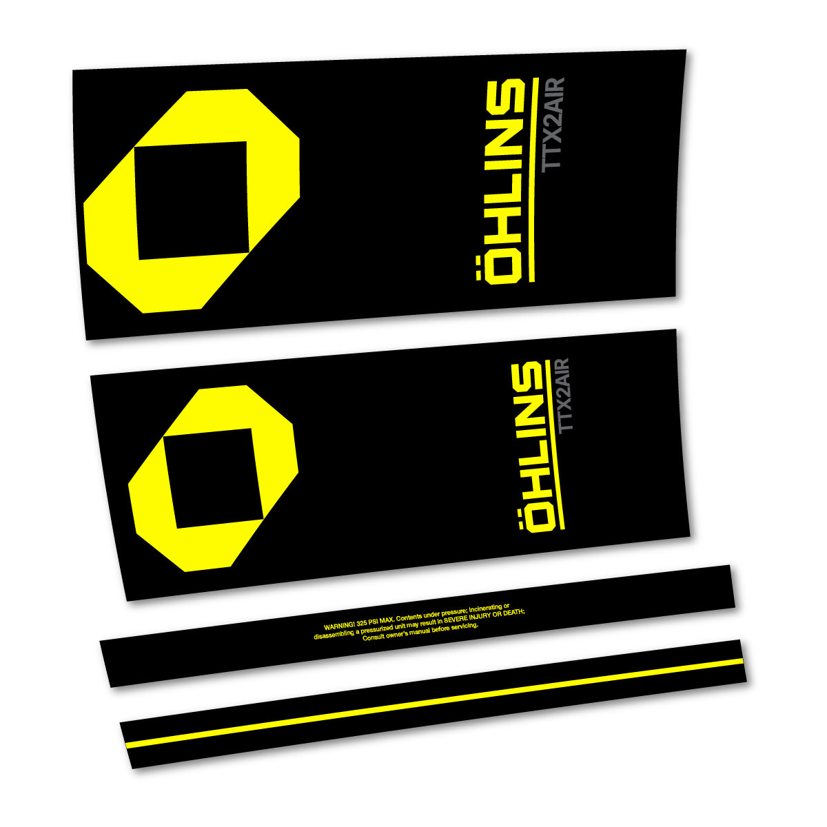 Stickers for Öhlins TTX2 AIR M.2 2027, Rear Shock vinyl decals - Lemon Yellow