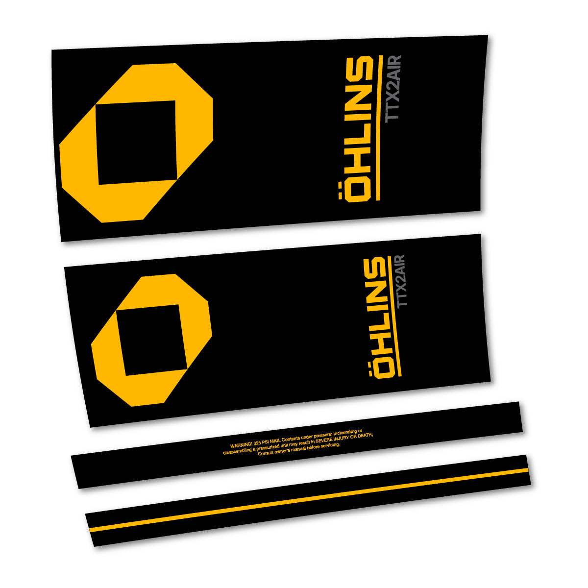 Stickers for Öhlins TTX2 AIR M.2 2027, Rear Shock vinyl decals - Medium Yellow