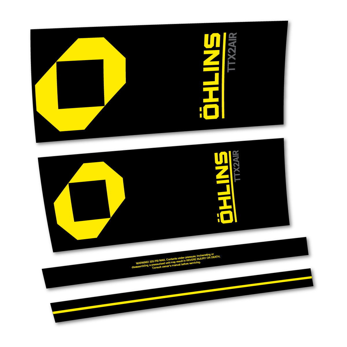 Stickers for Öhlins TTX2 AIR M.2 2027, Rear Shock vinyl decals - Yellow