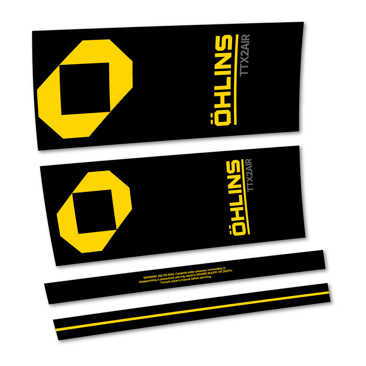 Stickers for Öhlins TTX2 AIR M.2 2027, Rear Shock vinyl decals - Banana Yellow