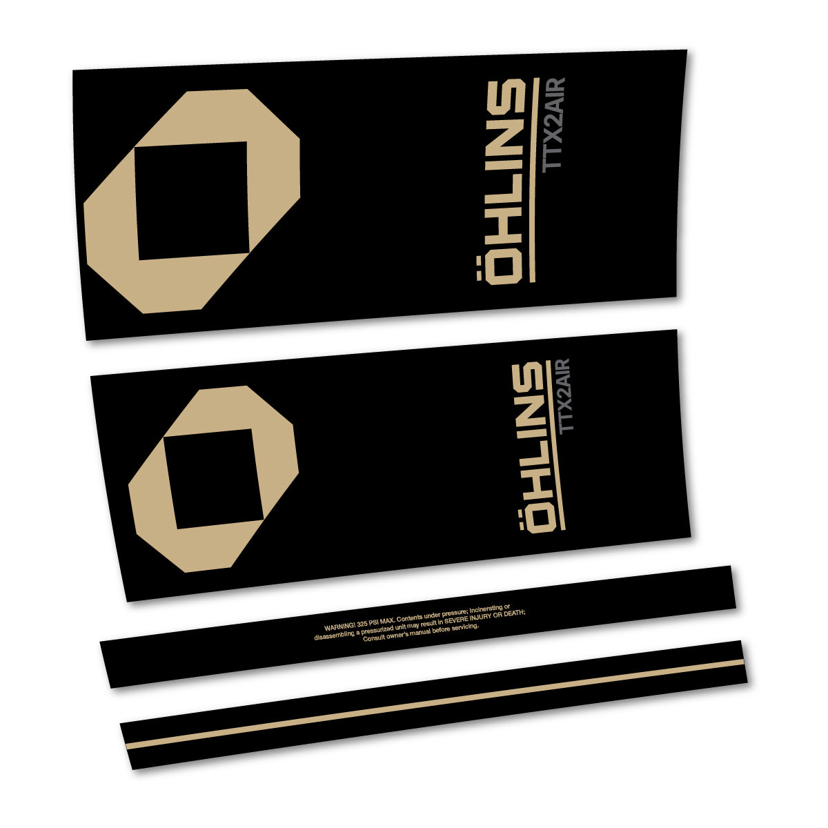 Stickers for Öhlins TTX2 AIR M.2 2027, Rear Shock vinyl decals - Sand
