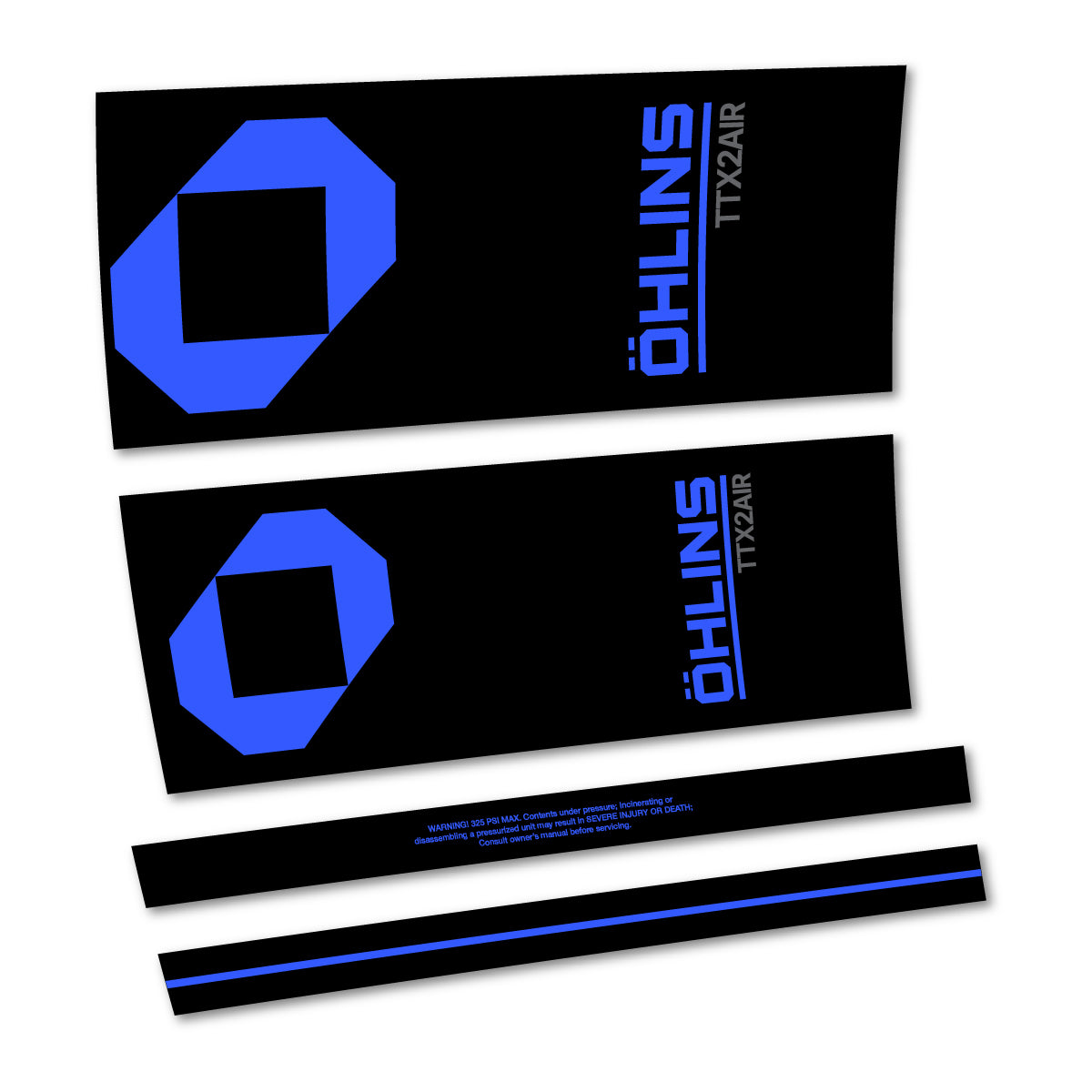 Stickers for Öhlins TTX2 AIR M.2 2027, Rear Shock vinyl decals - Medium Blue