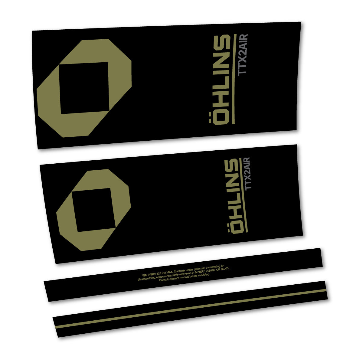 Stickers for Öhlins TTX2 AIR M.2 2027, Rear Shock vinyl decals - Khaki