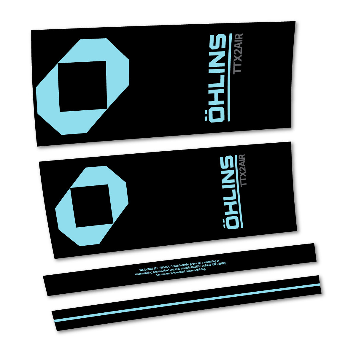 Stickers for Öhlins TTX2 AIR M.2 2027, Rear Shock vinyl decals - Sky Blue
