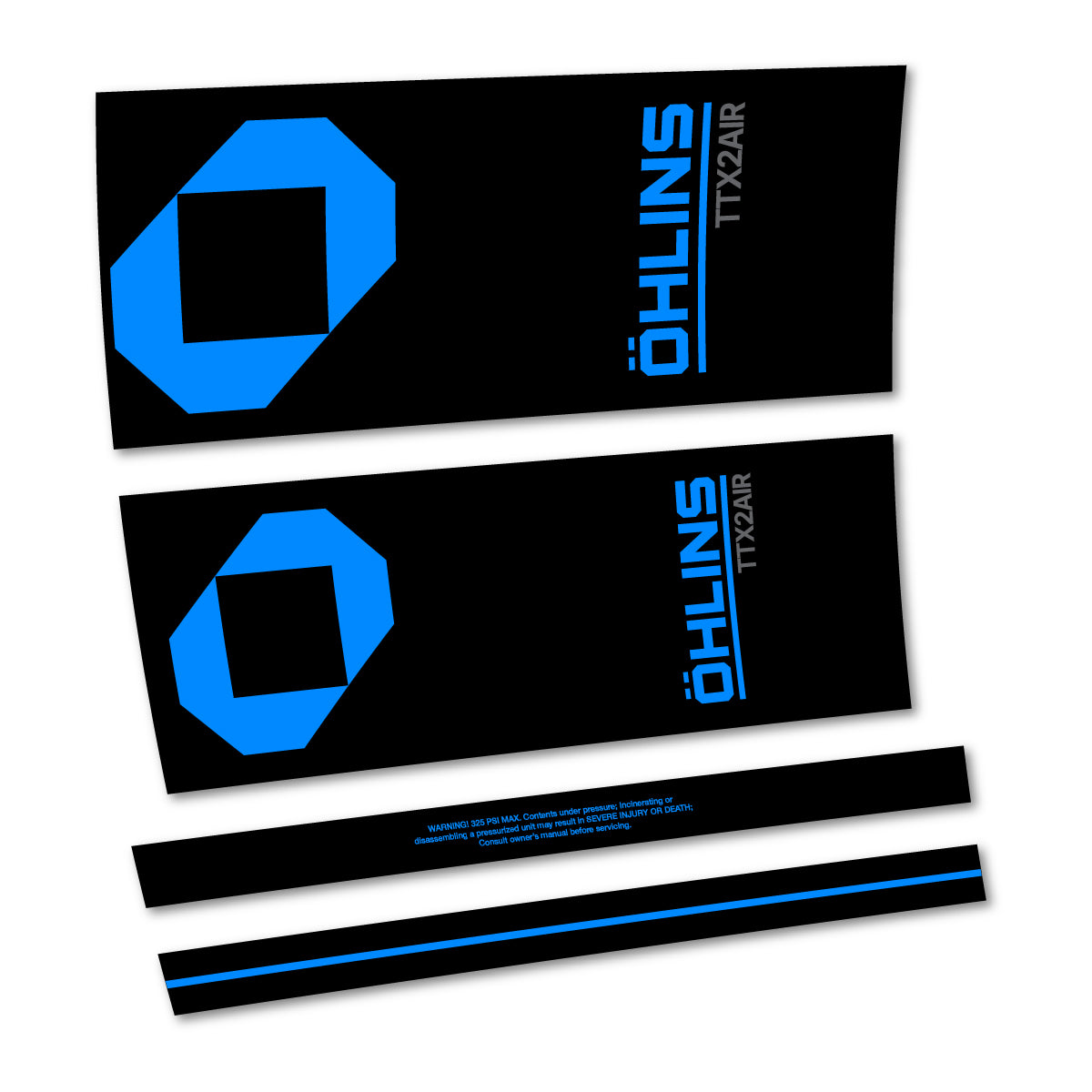Stickers for Öhlins TTX2 AIR M.2 2027, Rear Shock vinyl decals - Luminous Cyan