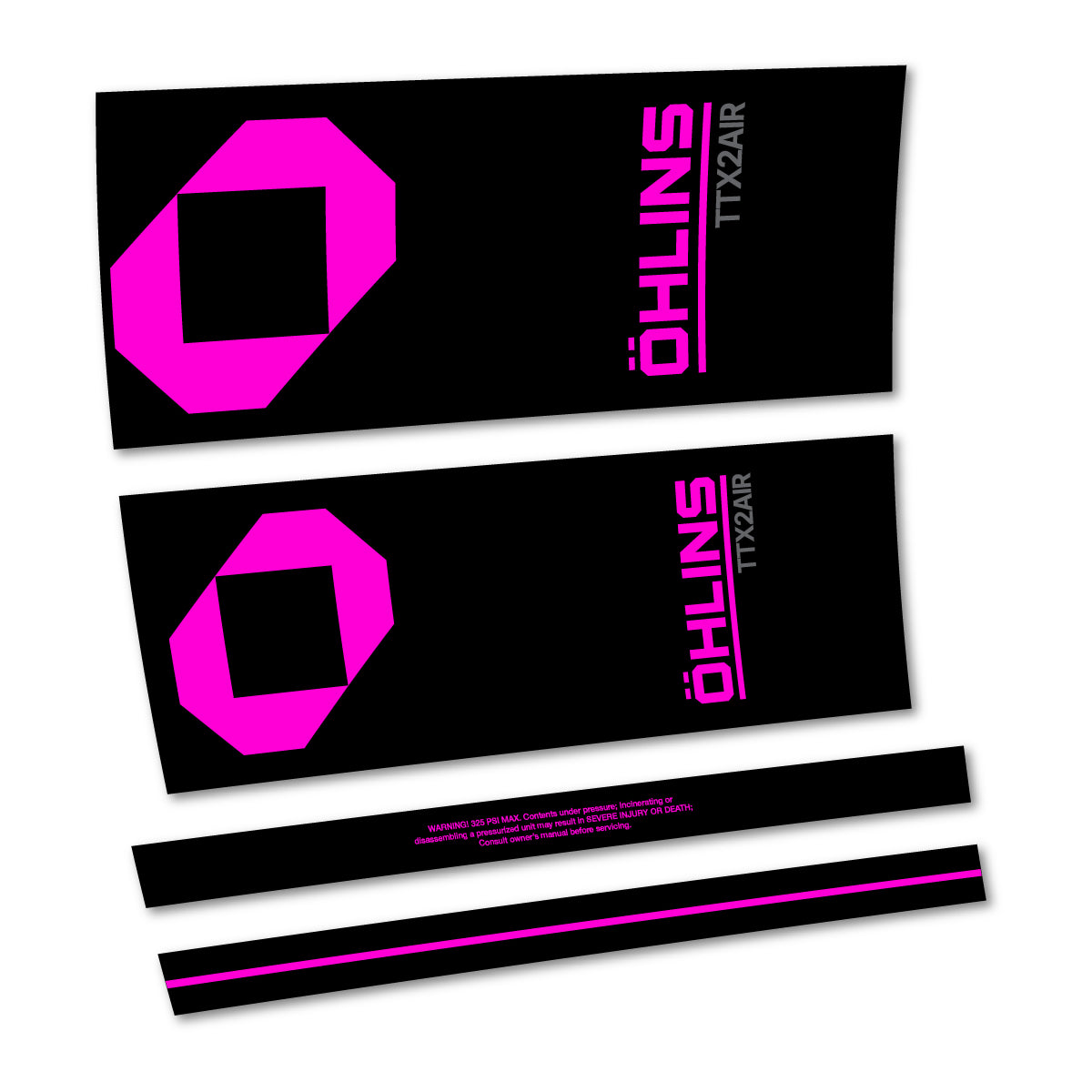 Stickers for Öhlins TTX2 AIR M.2 2027, Rear Shock vinyl decals - Fuchsia Neon