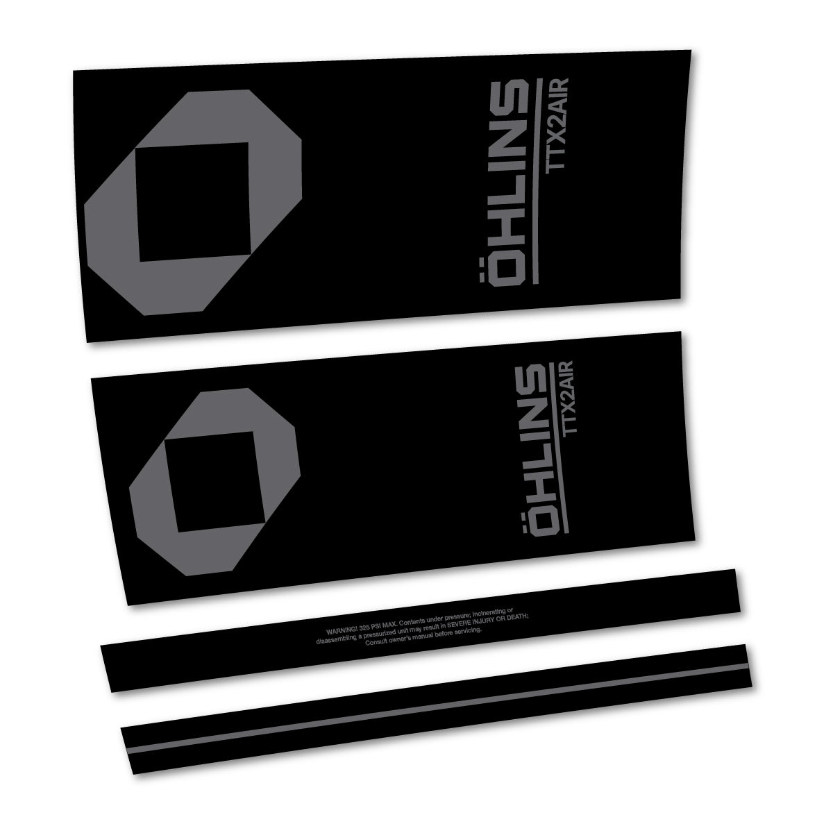 Stickers for Öhlins TTX2 AIR M.2 2027, Rear Shock vinyl decals - Medium Grey