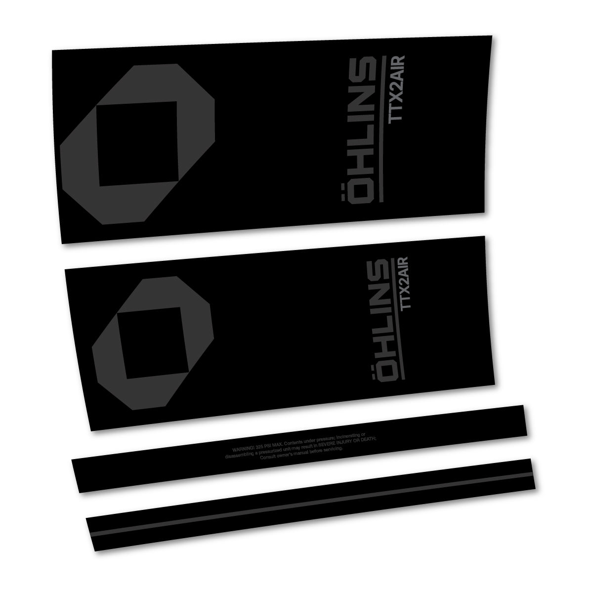 Stickers for Öhlins TTX2 AIR M.2 2027, Rear Shock vinyl decals - Very Dark Grey