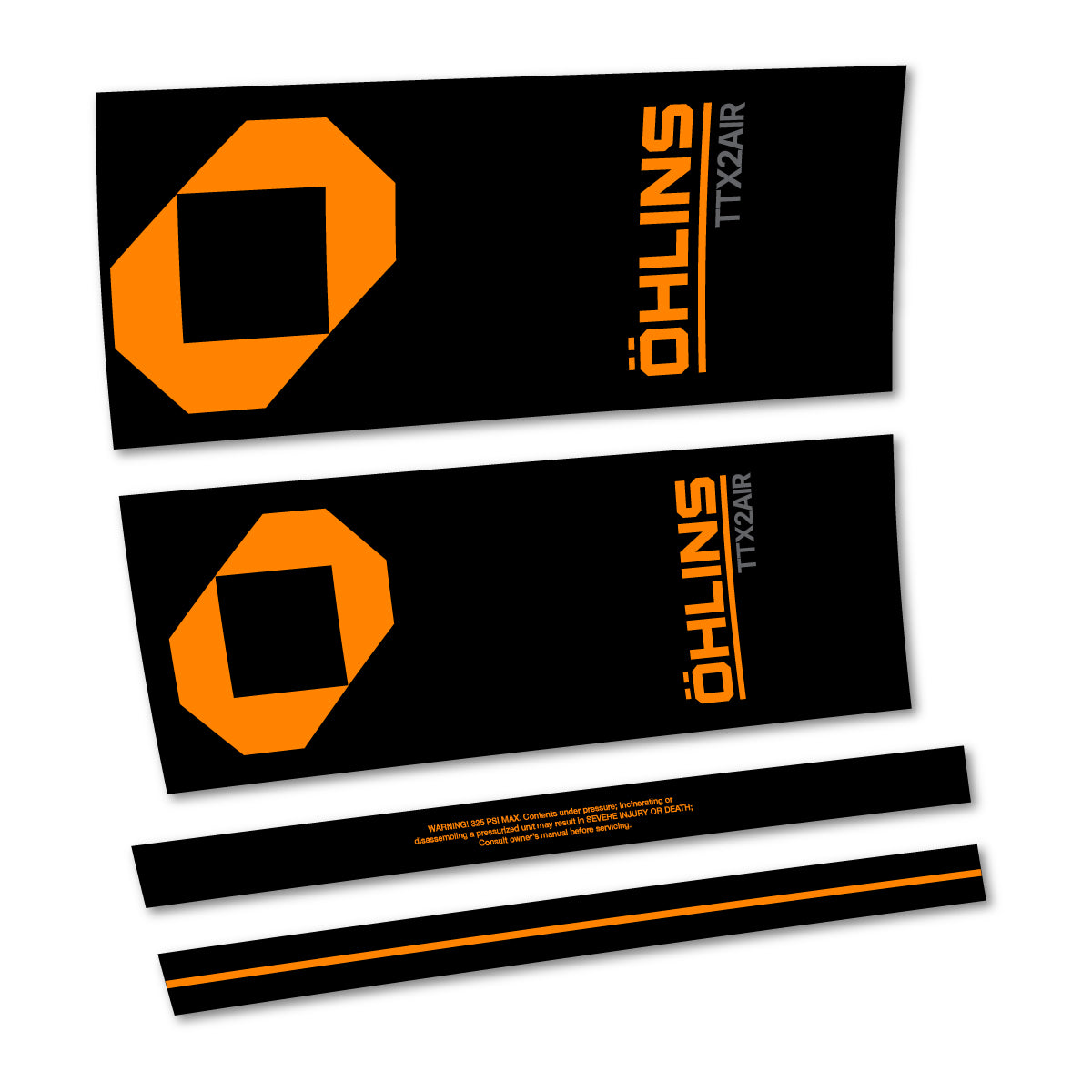 Stickers for Öhlins TTX2 AIR M.2 2027, Rear Shock vinyl decals - Light Neon Orange