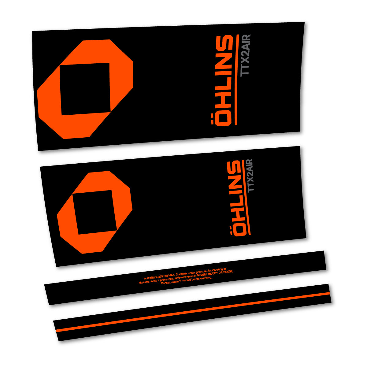 Stickers for Öhlins TTX2 AIR M.2 2027, Rear Shock vinyl decals - Orange Neon