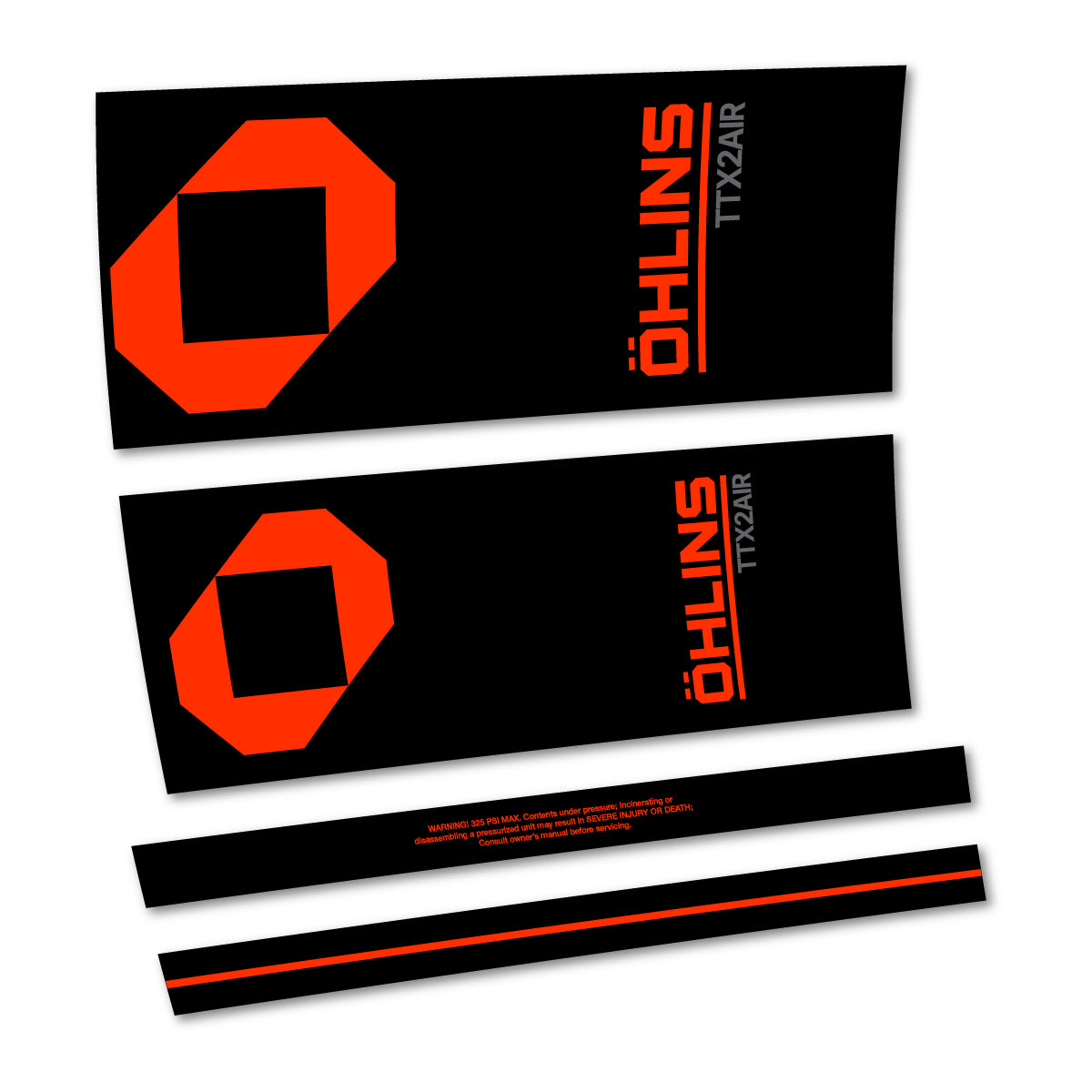 Stickers for Öhlins TTX2 AIR M.2 2027, Rear Shock vinyl decals - Luminous Orange