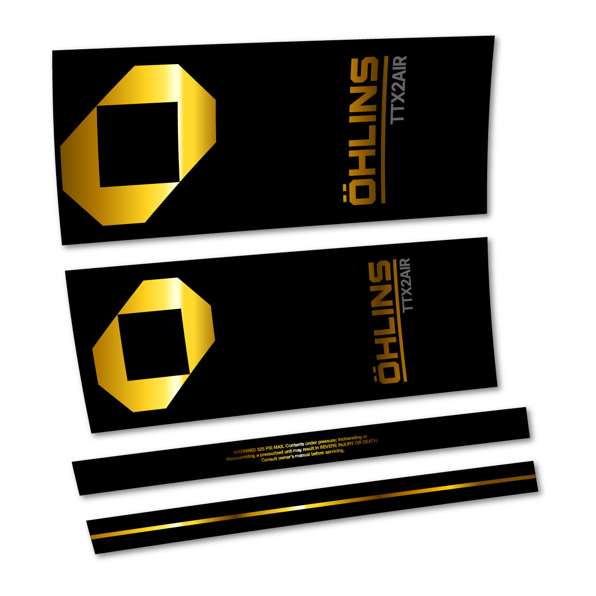 Stickers for Öhlins TTX2 AIR M.2 2027, Rear Shock vinyl decals - Chrome Gold