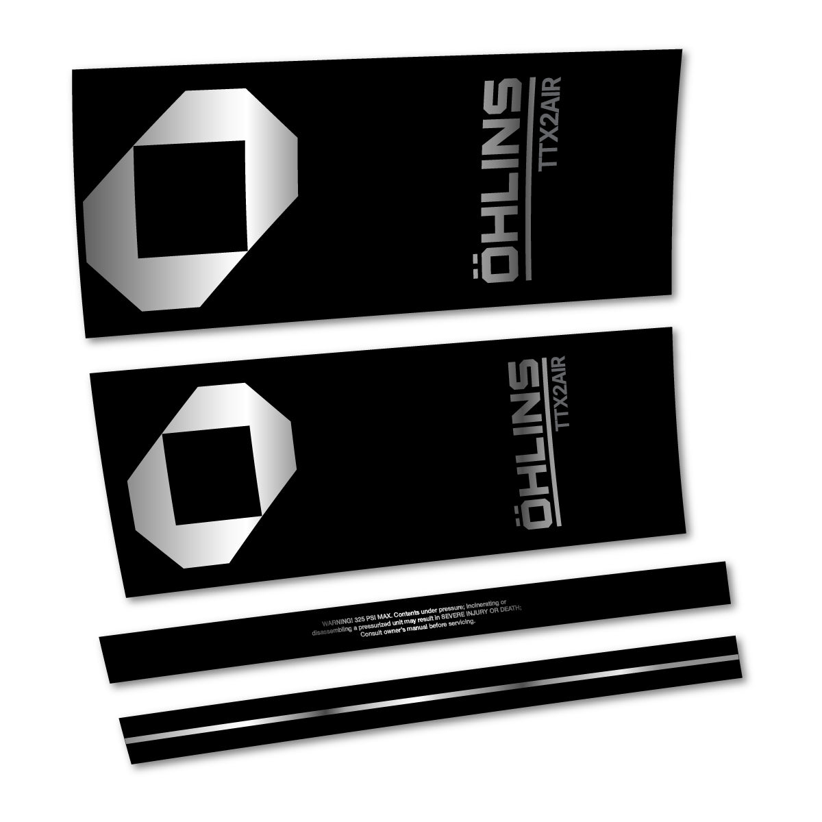 Stickers for Öhlins TTX2 AIR M.2 2027, Rear Shock vinyl decals - Chrome Silver