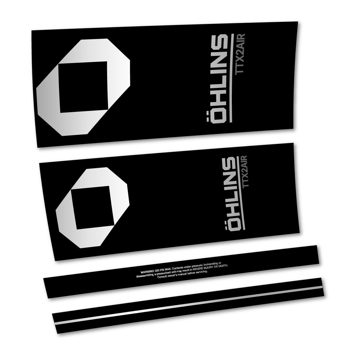 Stickers for Öhlins TTX2 AIR M.2 2027, Rear Shock vinyl decals - Light Silver